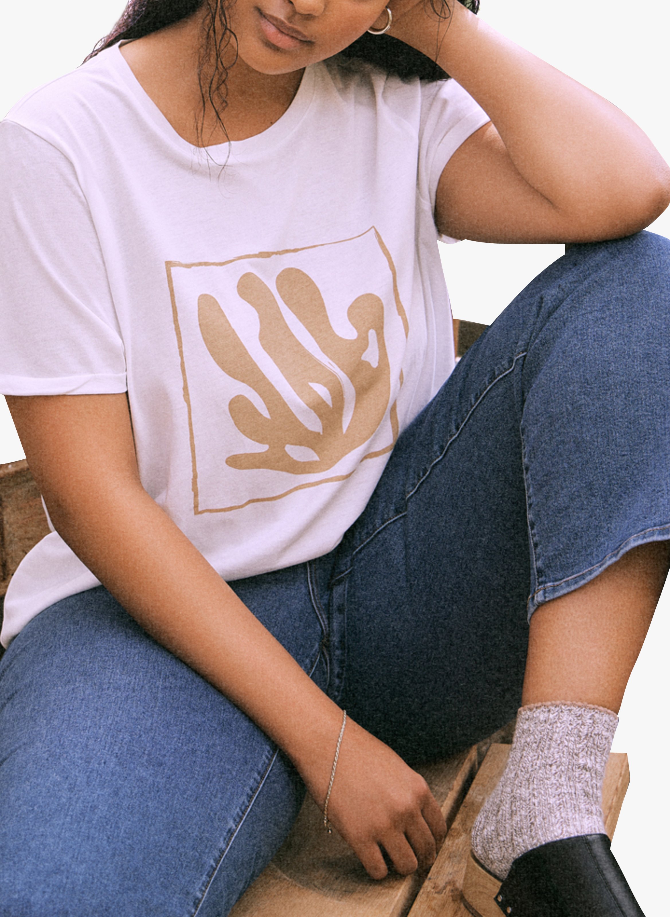 Round-neck cotton-blend T-shirt EVOKED White