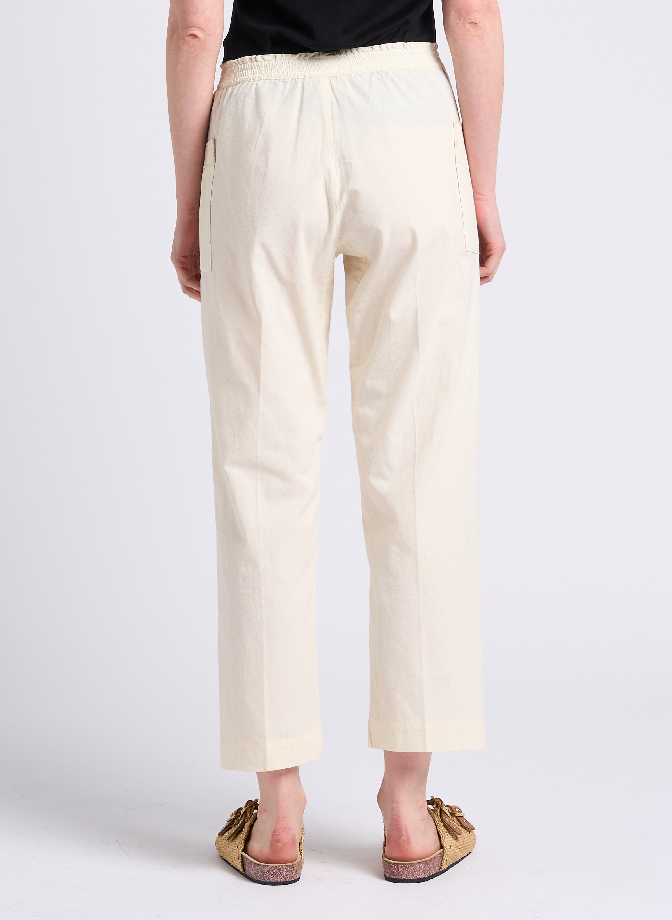 High-rise straight-leg cotton pants SWILDENS White