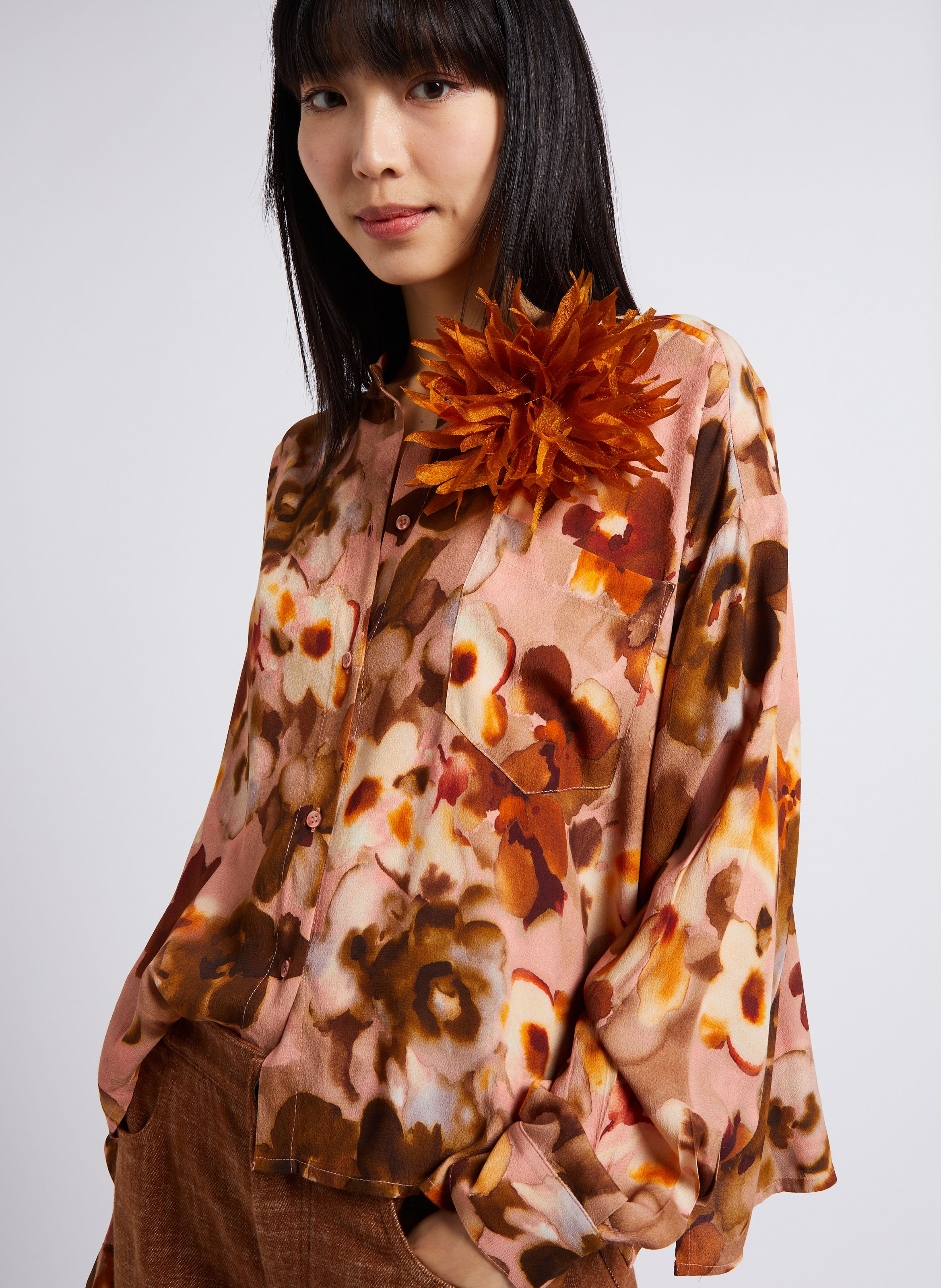 Camisa holgada de cuello redondo ATTIC AND BARN Rosa