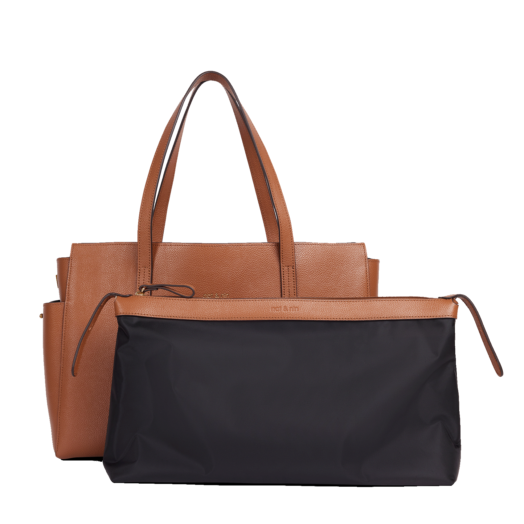 Shopper aus Leder mit Reptilmuster NAT & NIN Braun