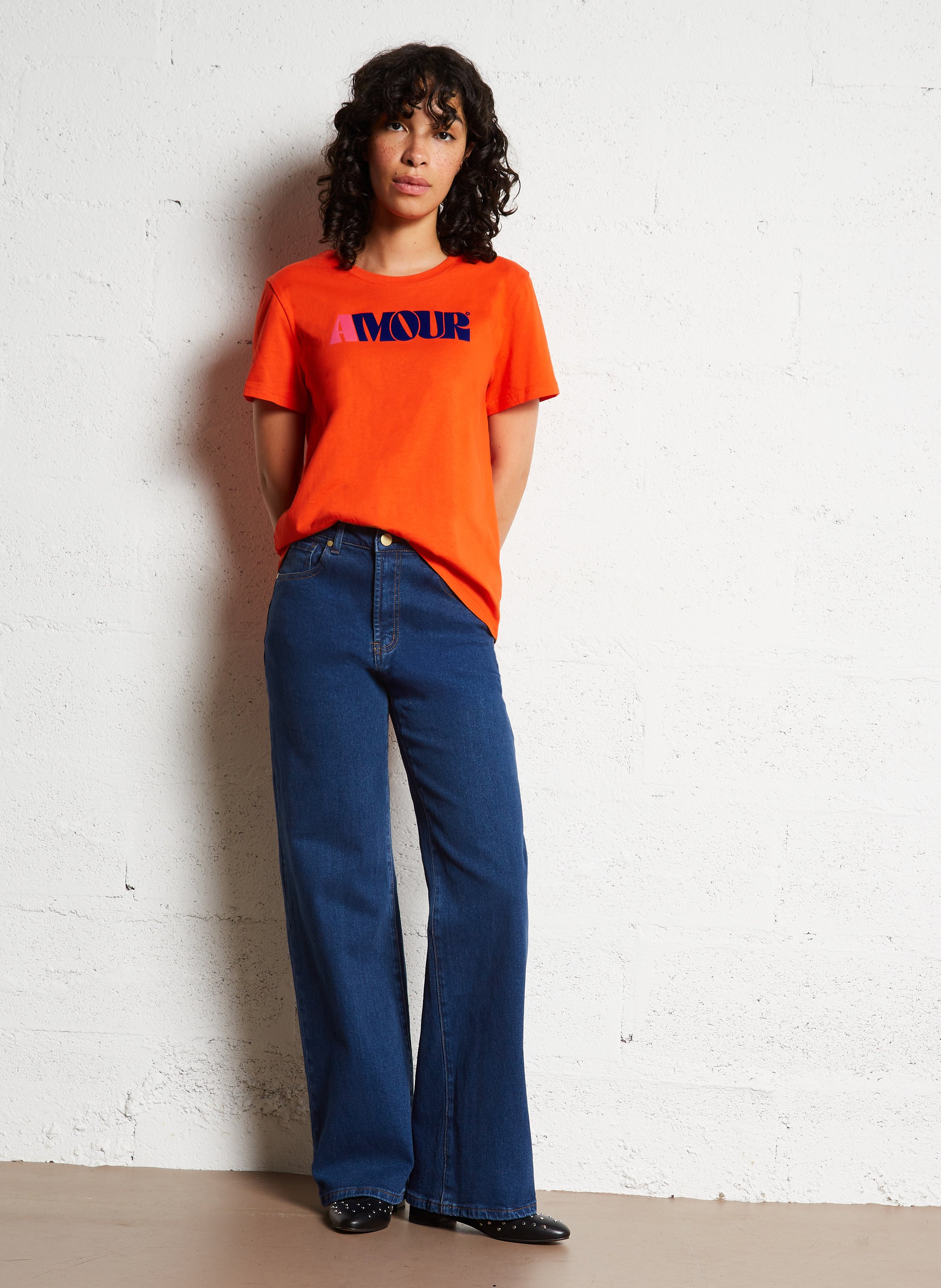 Jean large taille haute en coton mélangé LA PETITE ETOILE Jean brut