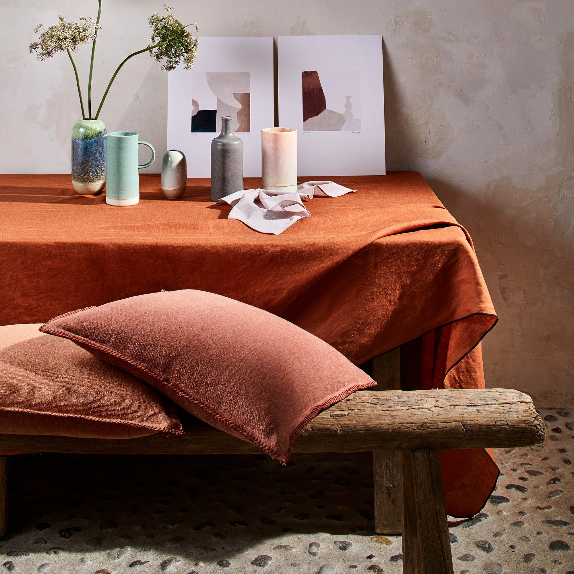 CARLINA - Rectangular linen tablecloth MADURA Orange