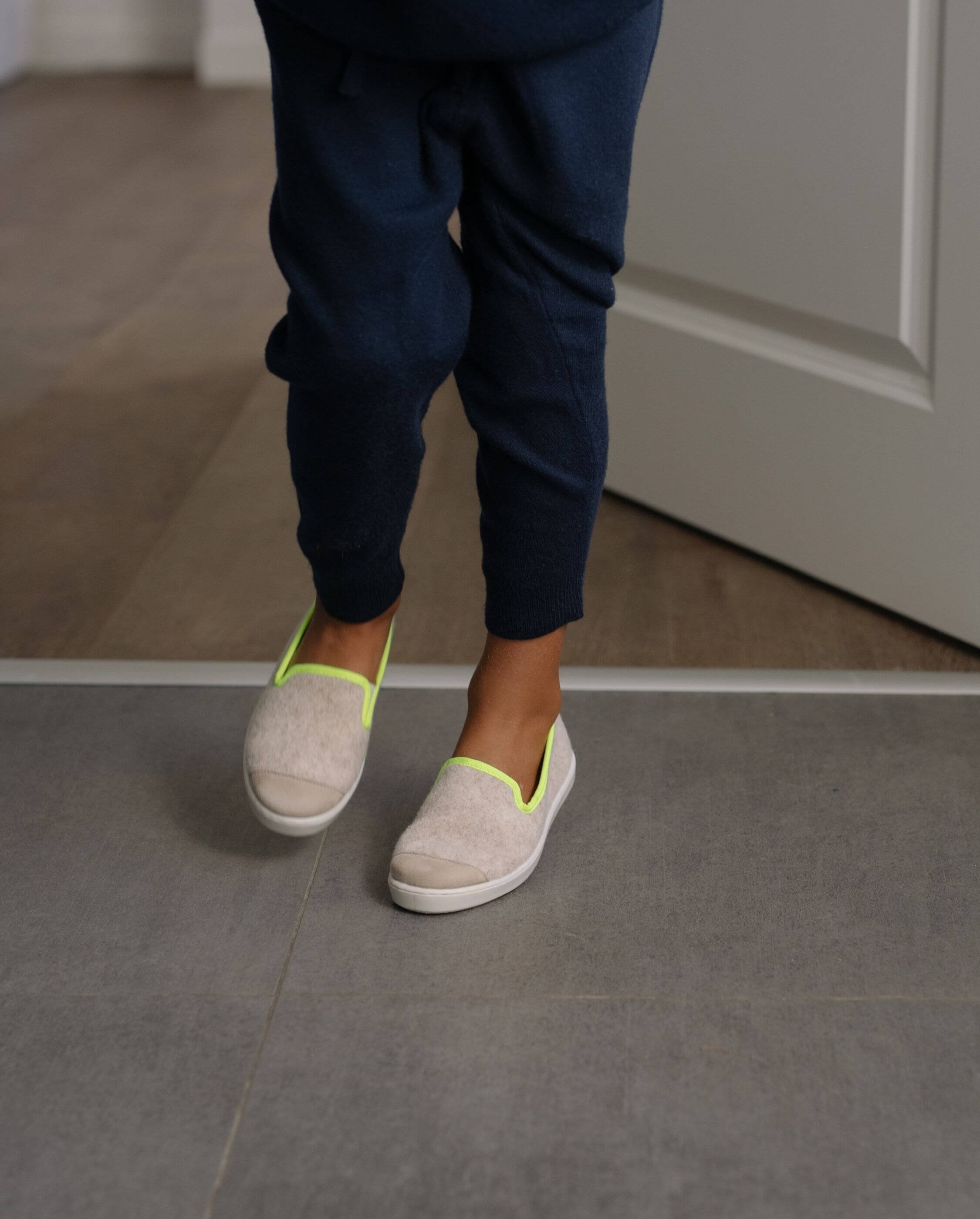 Child wool slipper, beige and neon yellow ANGARDE Beige