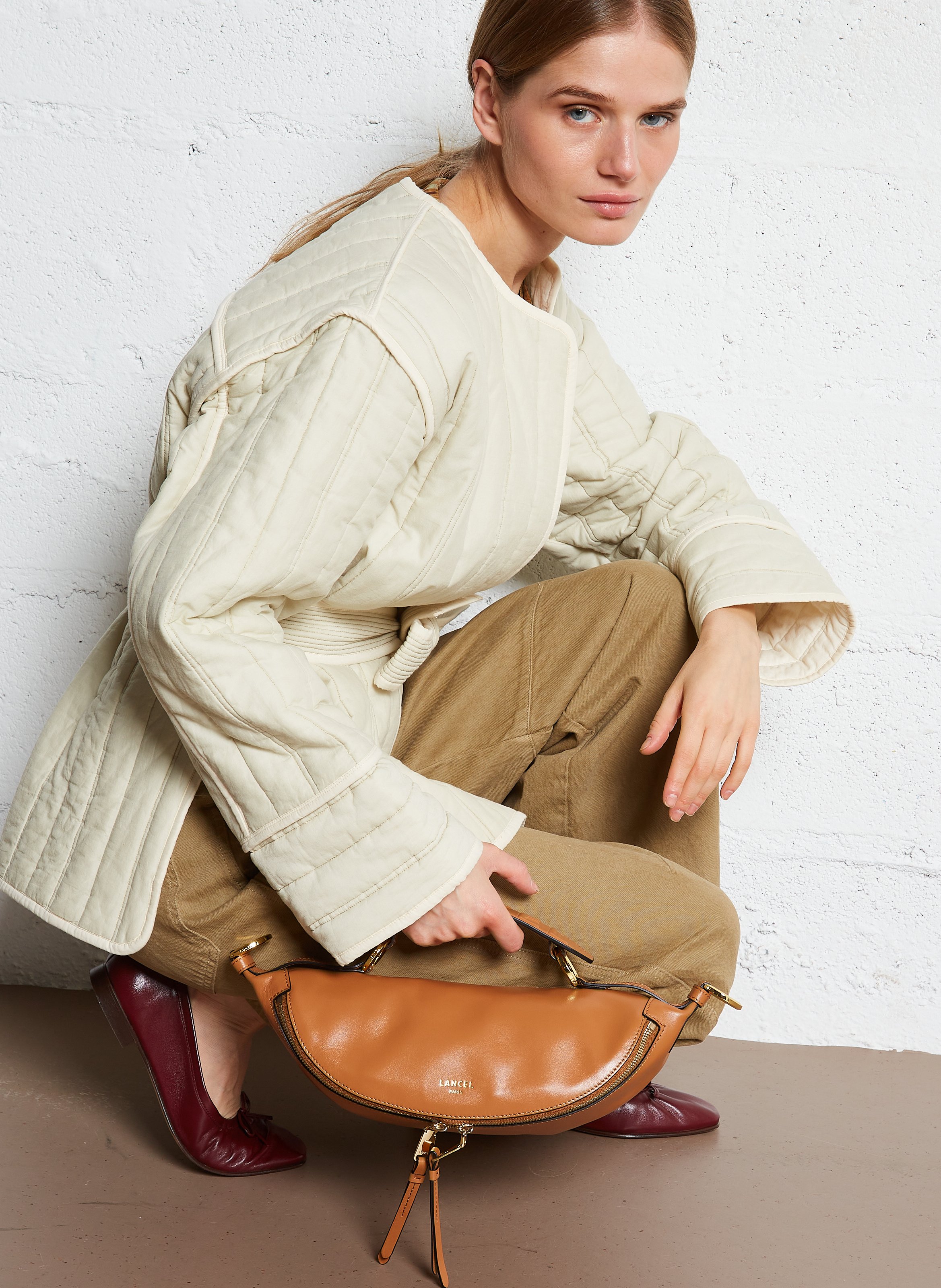 Sac bandoulière en cuir LANCEL Beige