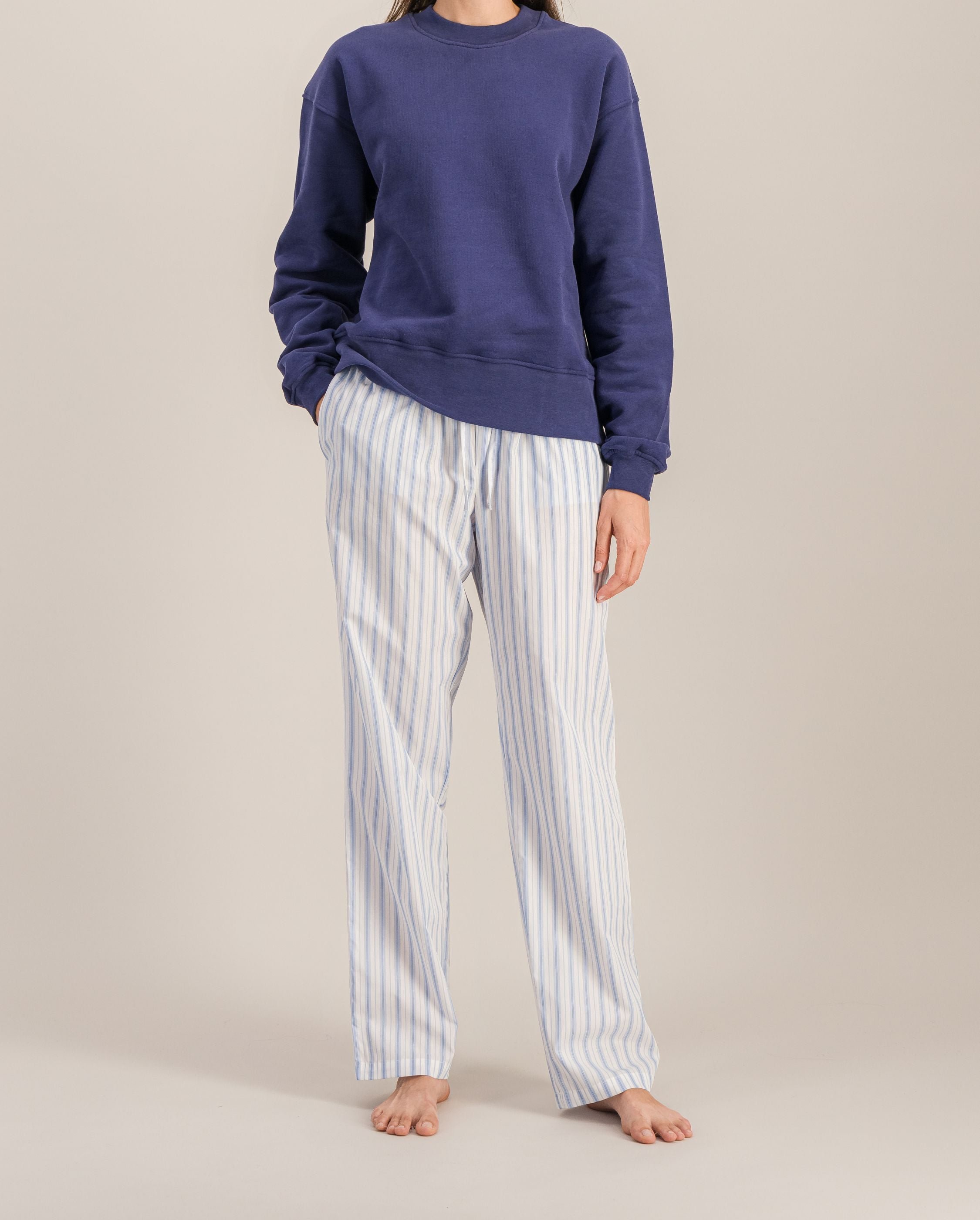 Women's organic cotton pajama pants, blue stripes ANGARDE Stripes
