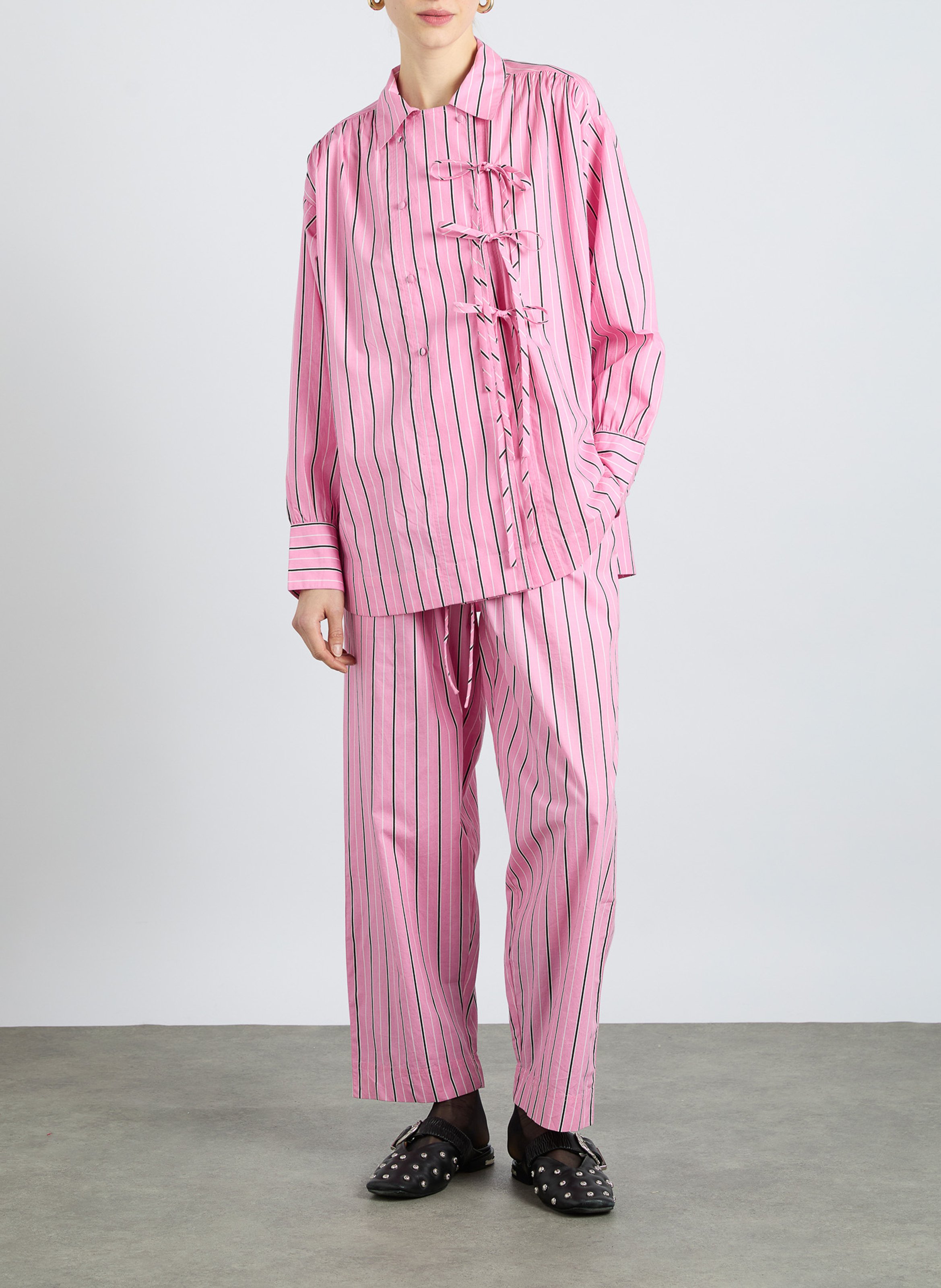 Elasticated straight leg striped trousers DAMSON MADDER Pink