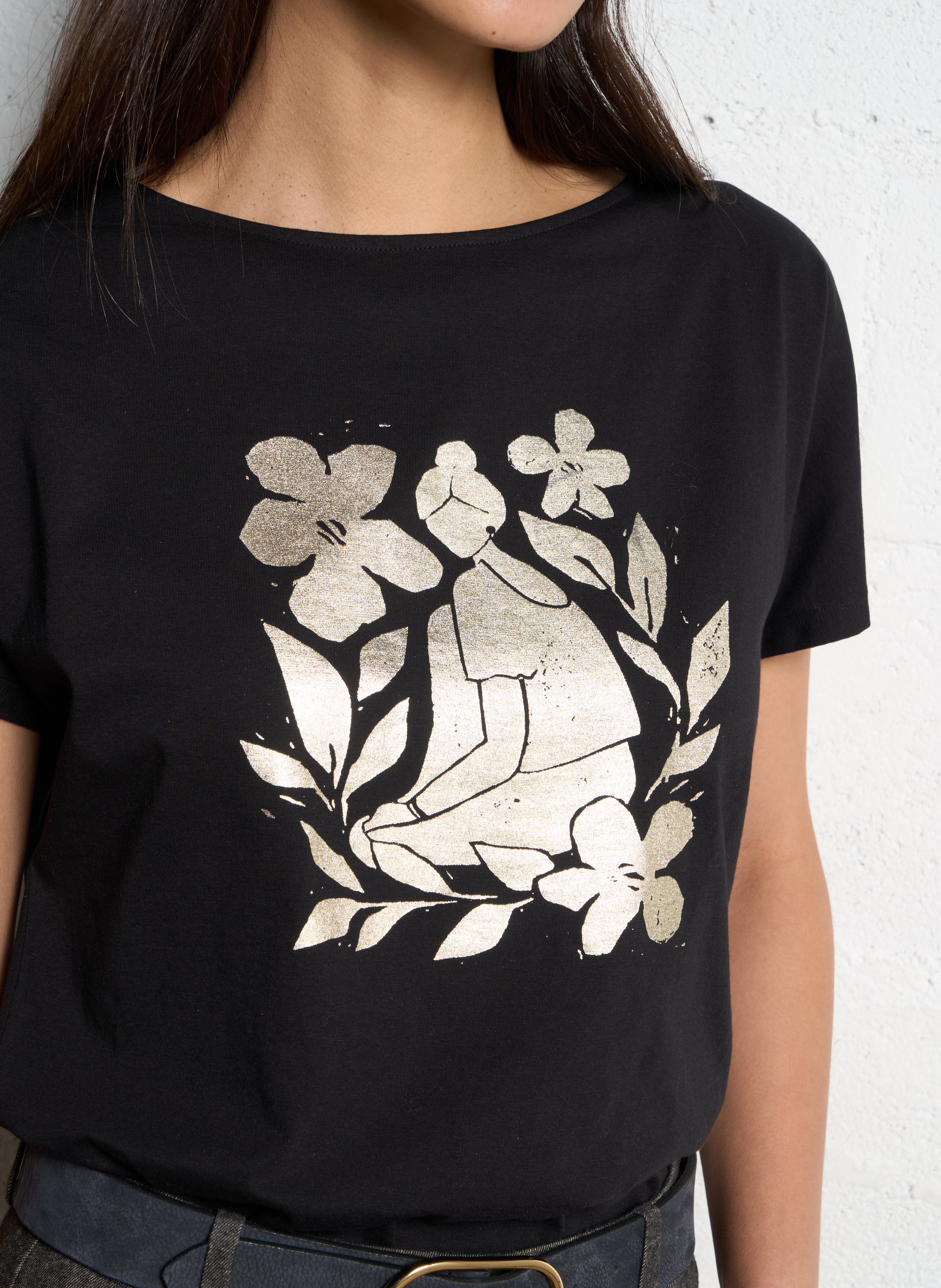 Effen T-shirt ONE STEP Zwart