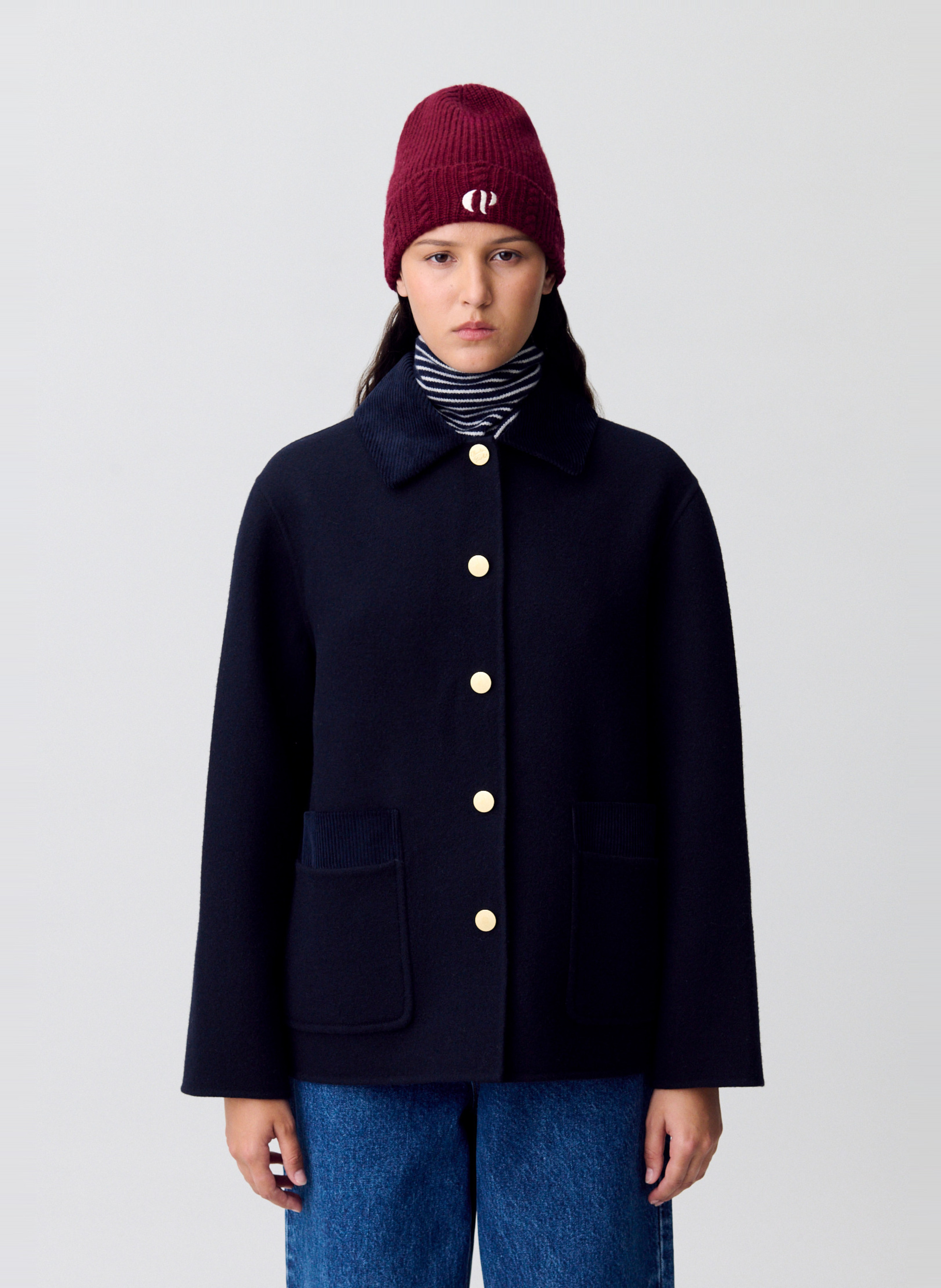 Veste droite boutonnée en laine mélangée CLAUDIE PIERLOT Bleu