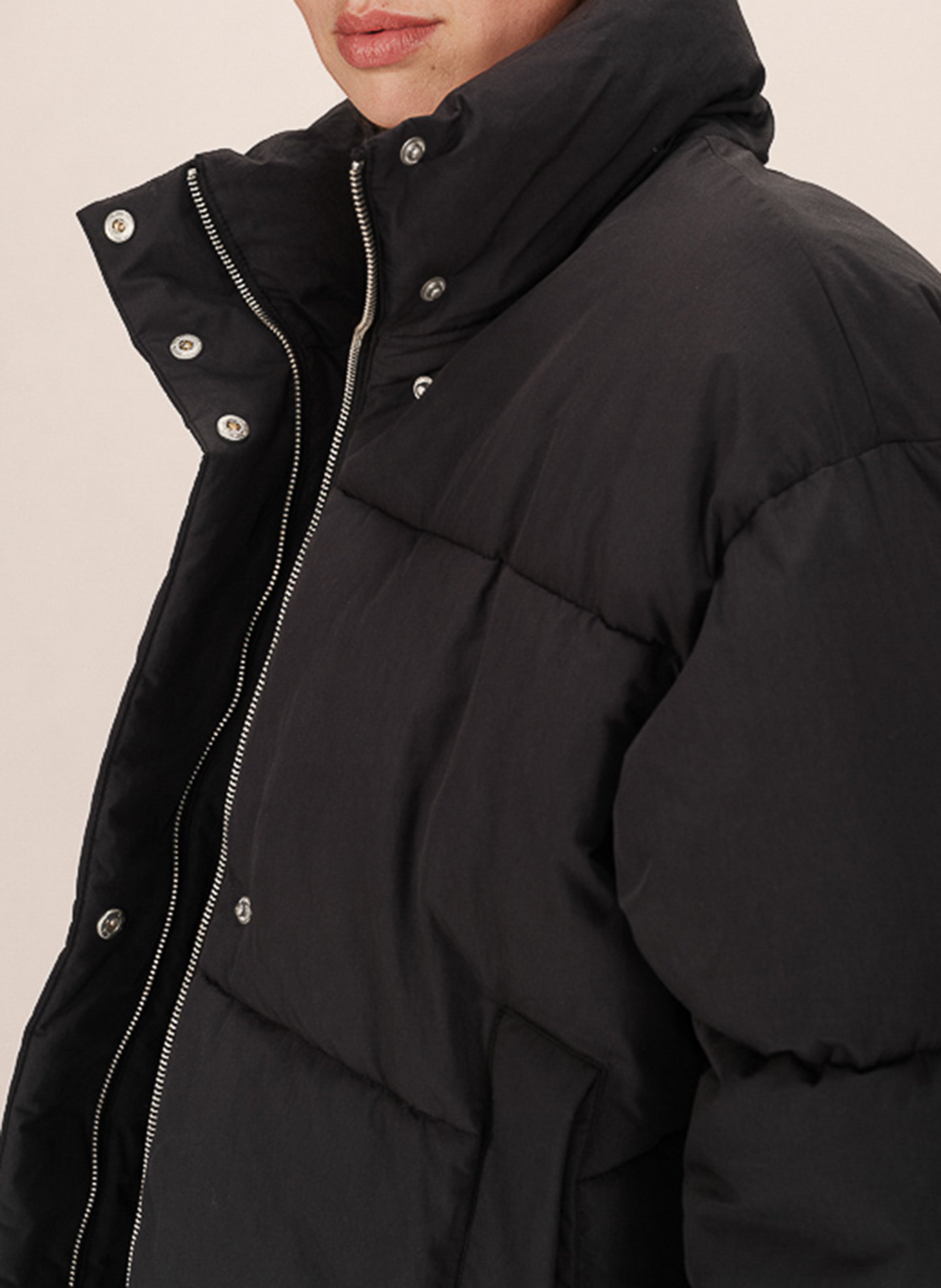 High-neck cotton-blend down jacket GRACE ET MILA Black