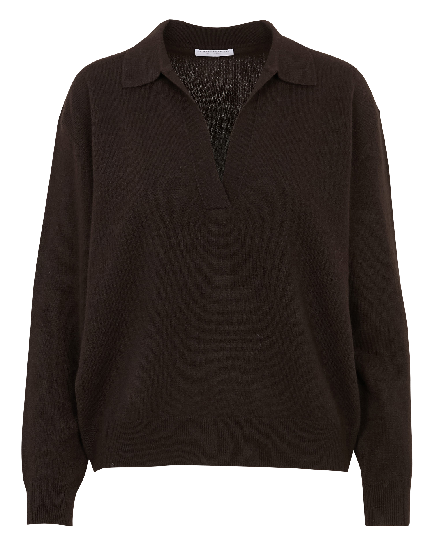 Cashmere long-sleeve polo MAJESTIC FILATURES Brown