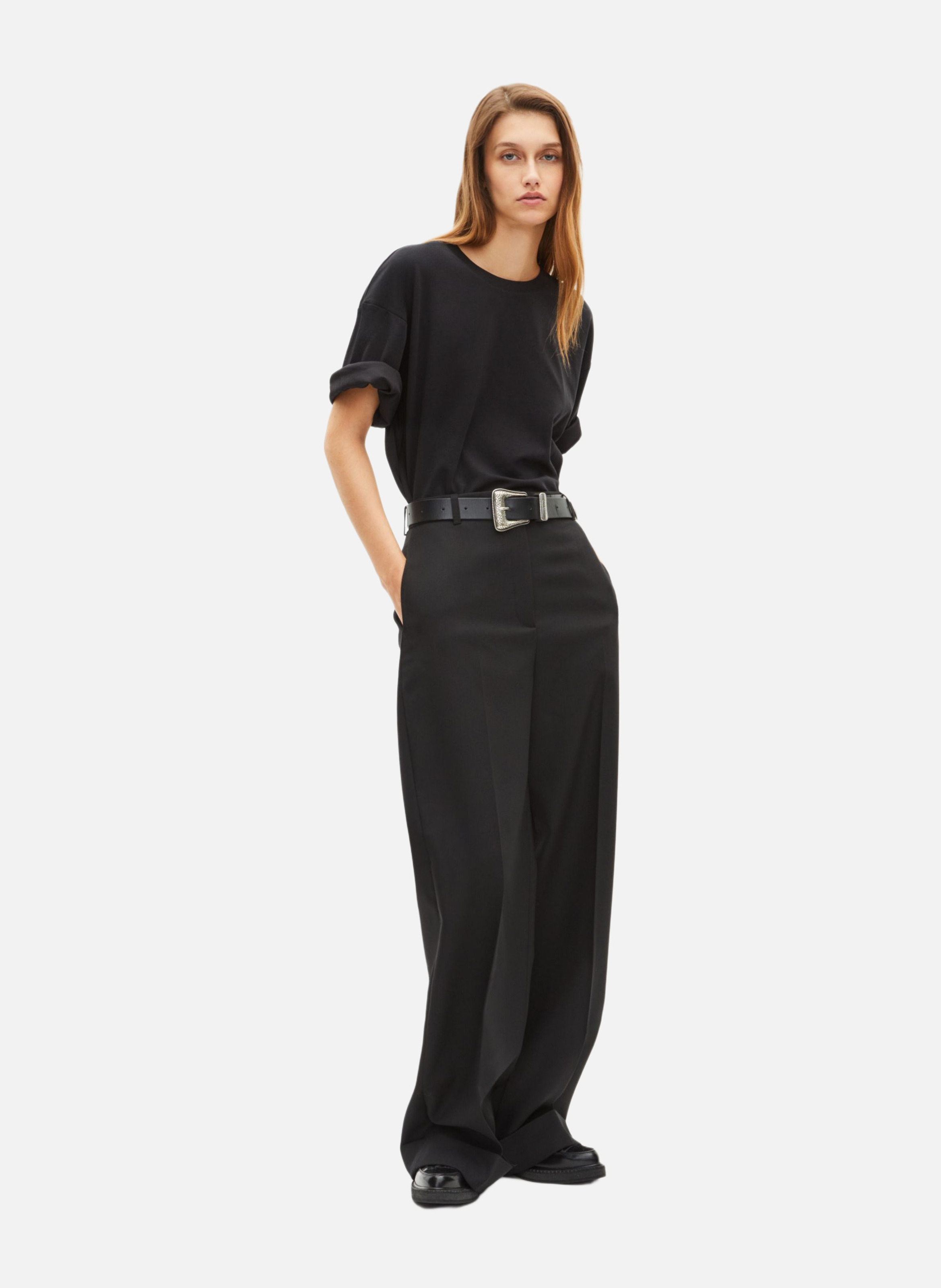 Wide-leg trousers with cuffs THE KOOPLES Black
