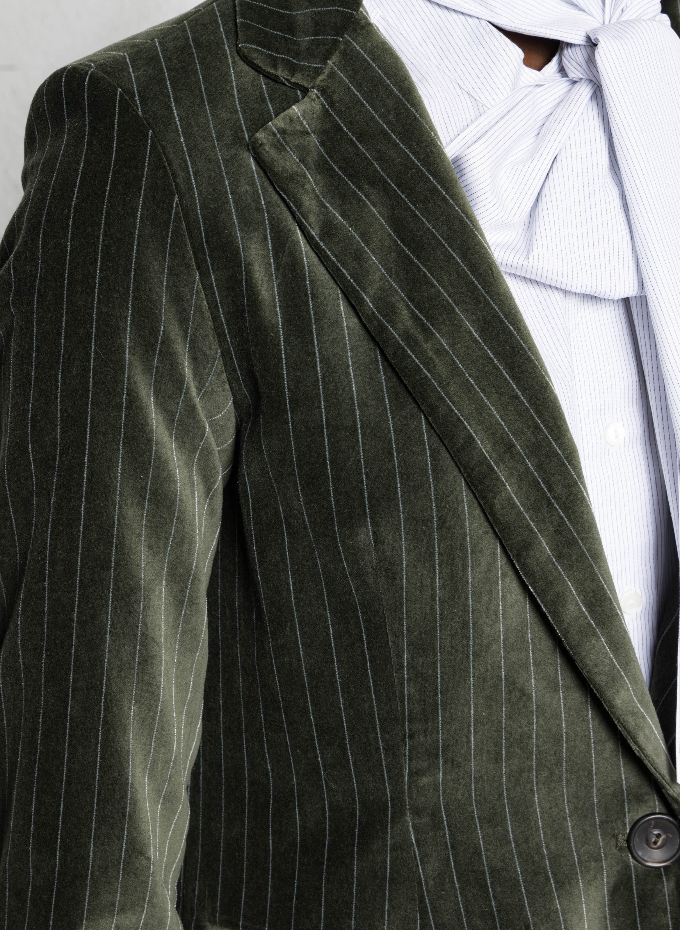 Veste tailleur à rayures en velours DIEGA Vert