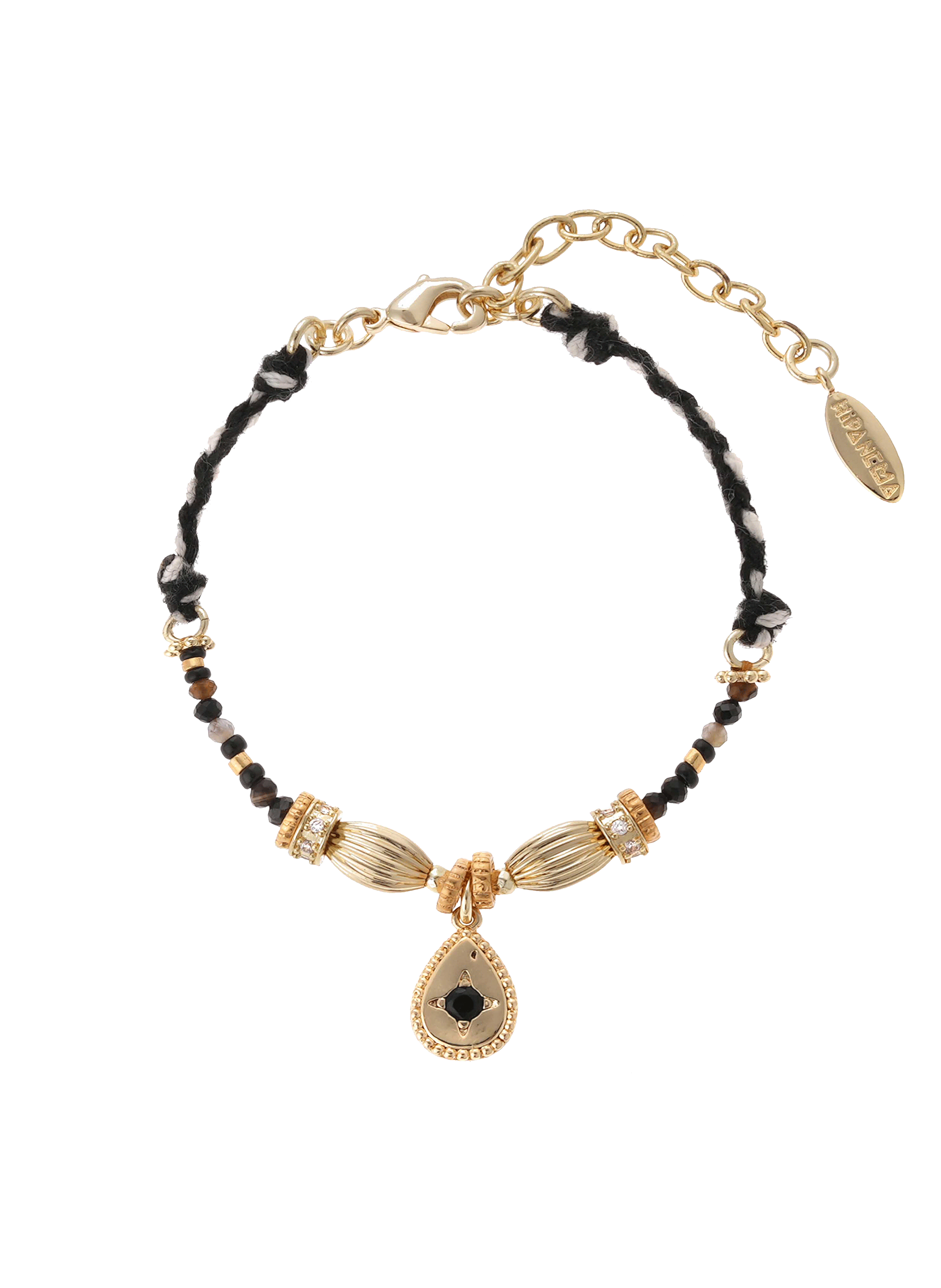 Cord bracelet with rhinestone detail HIPANEMA Black