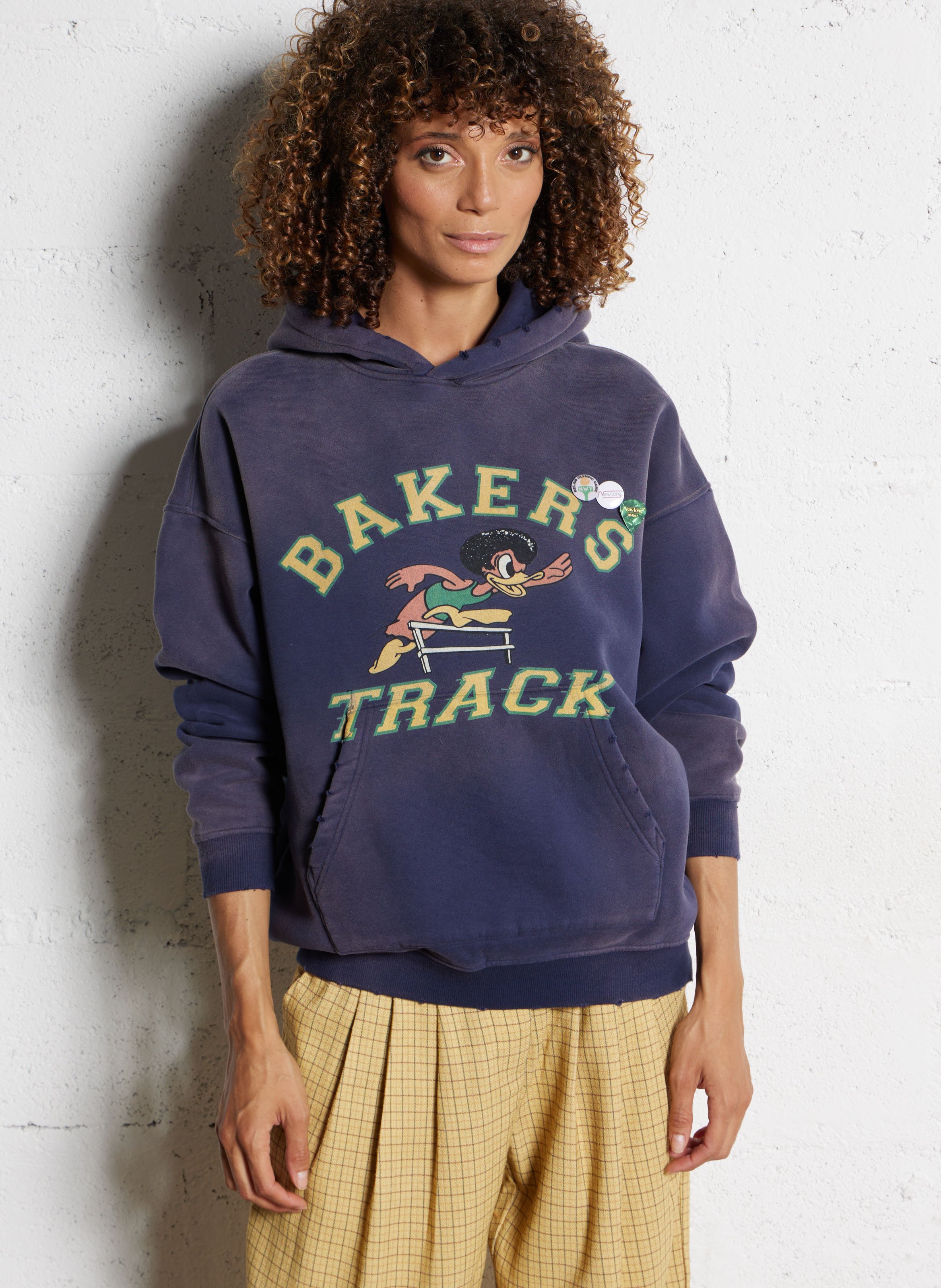 Loose-fit cotton-blend hoodie with screen print NEWTONE Blue