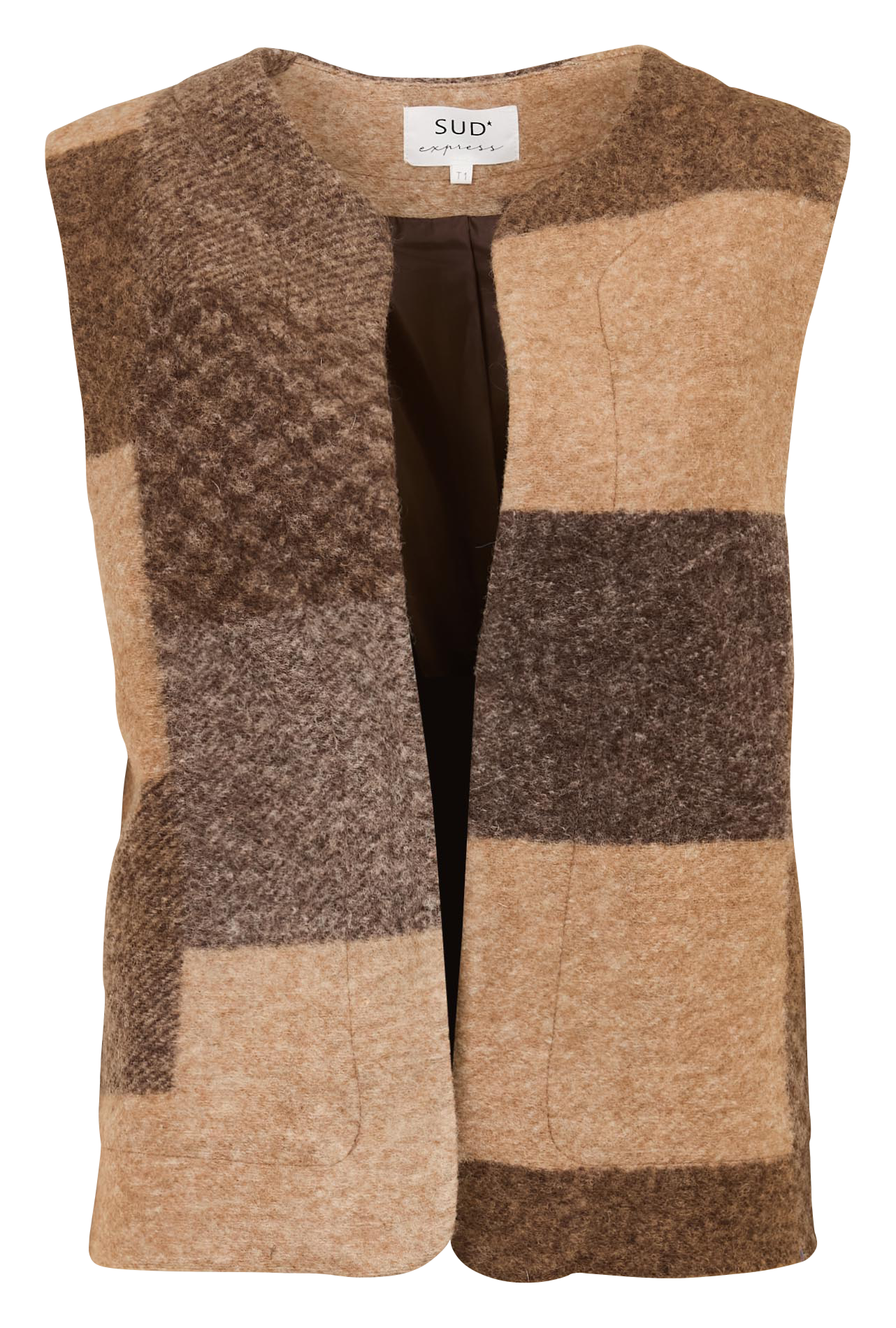 Veste droite sans manches en laine mélangée SUD EXPRESS Beige