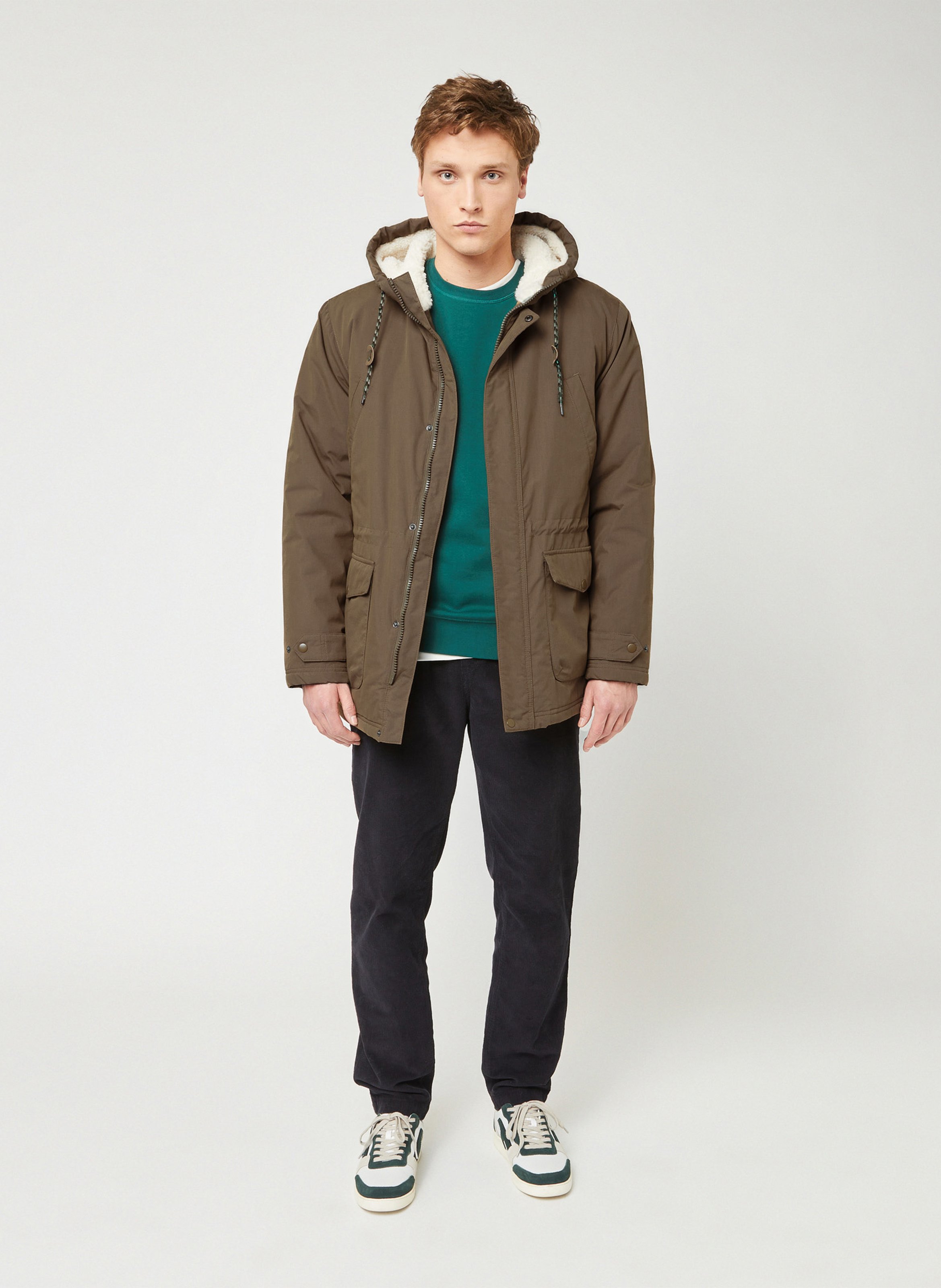 Parka unie intérieur matelassé à capuche FAGUO Kaki