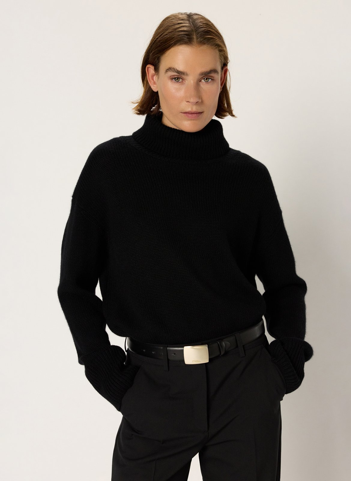 Pull col roulé en cachemire GERARD DAREL Noir