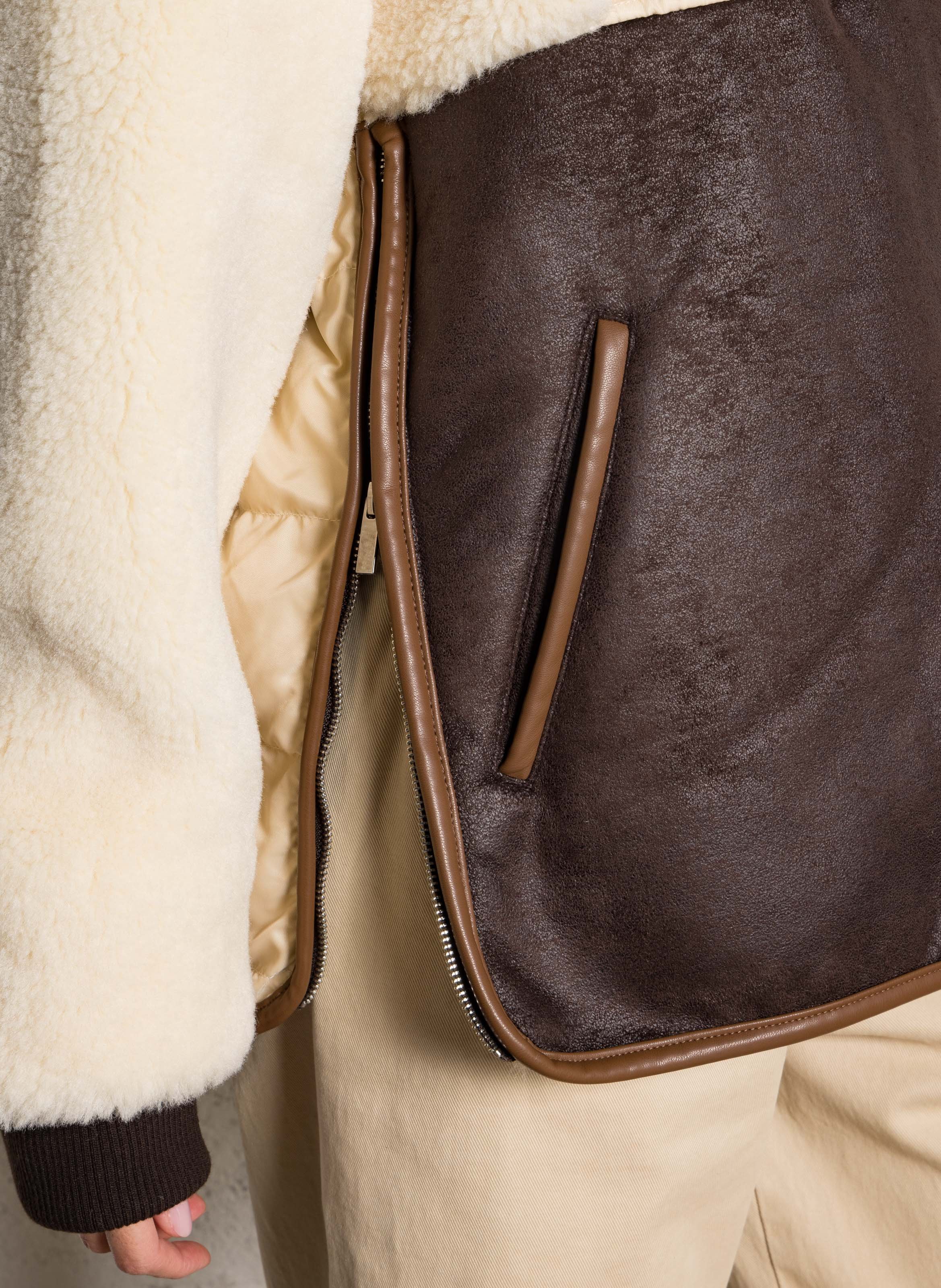 Manteau ample effet patchwork MES DEMOISELLES Beige