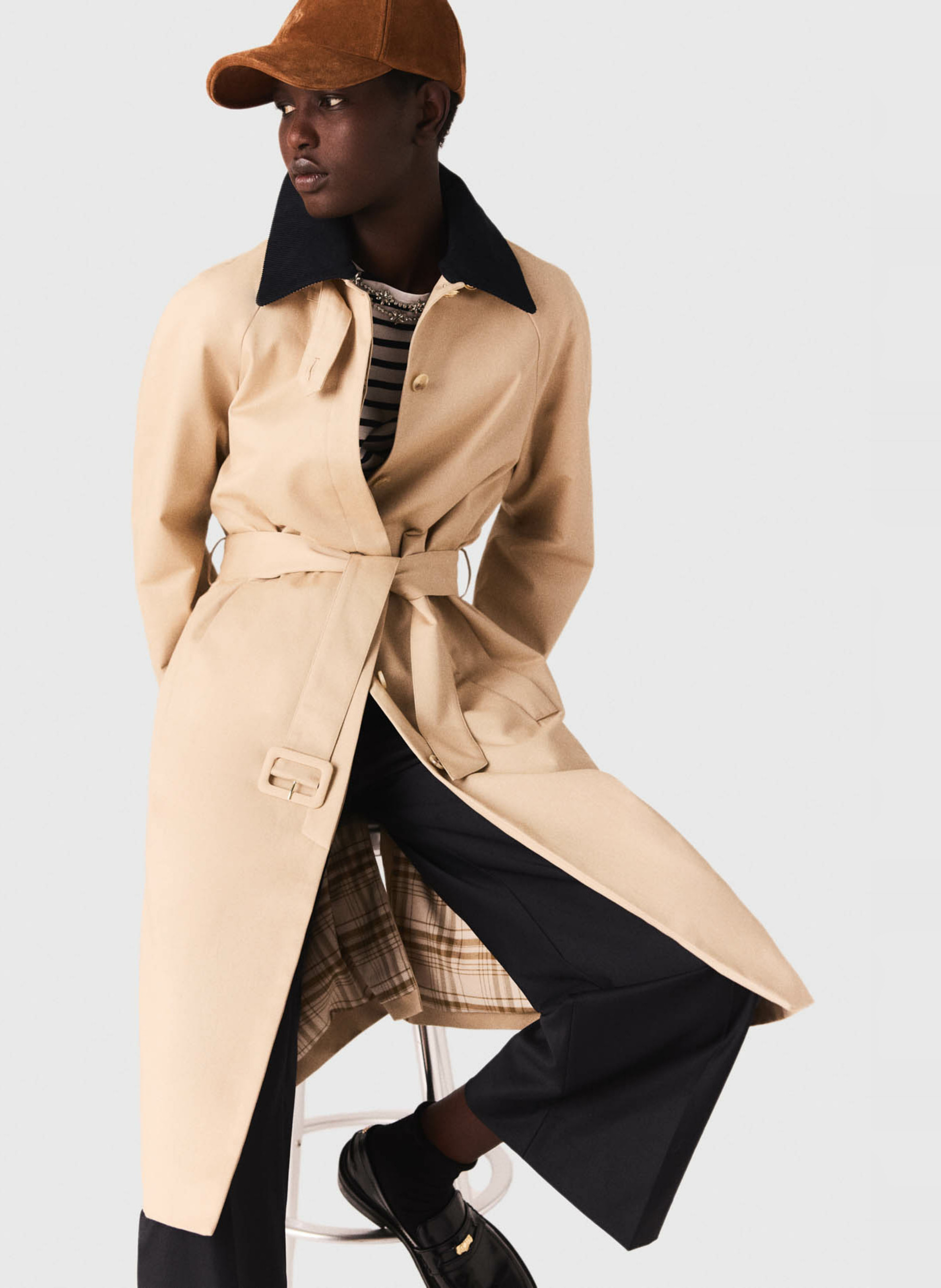 Trench col classique en coton MAJE Beige