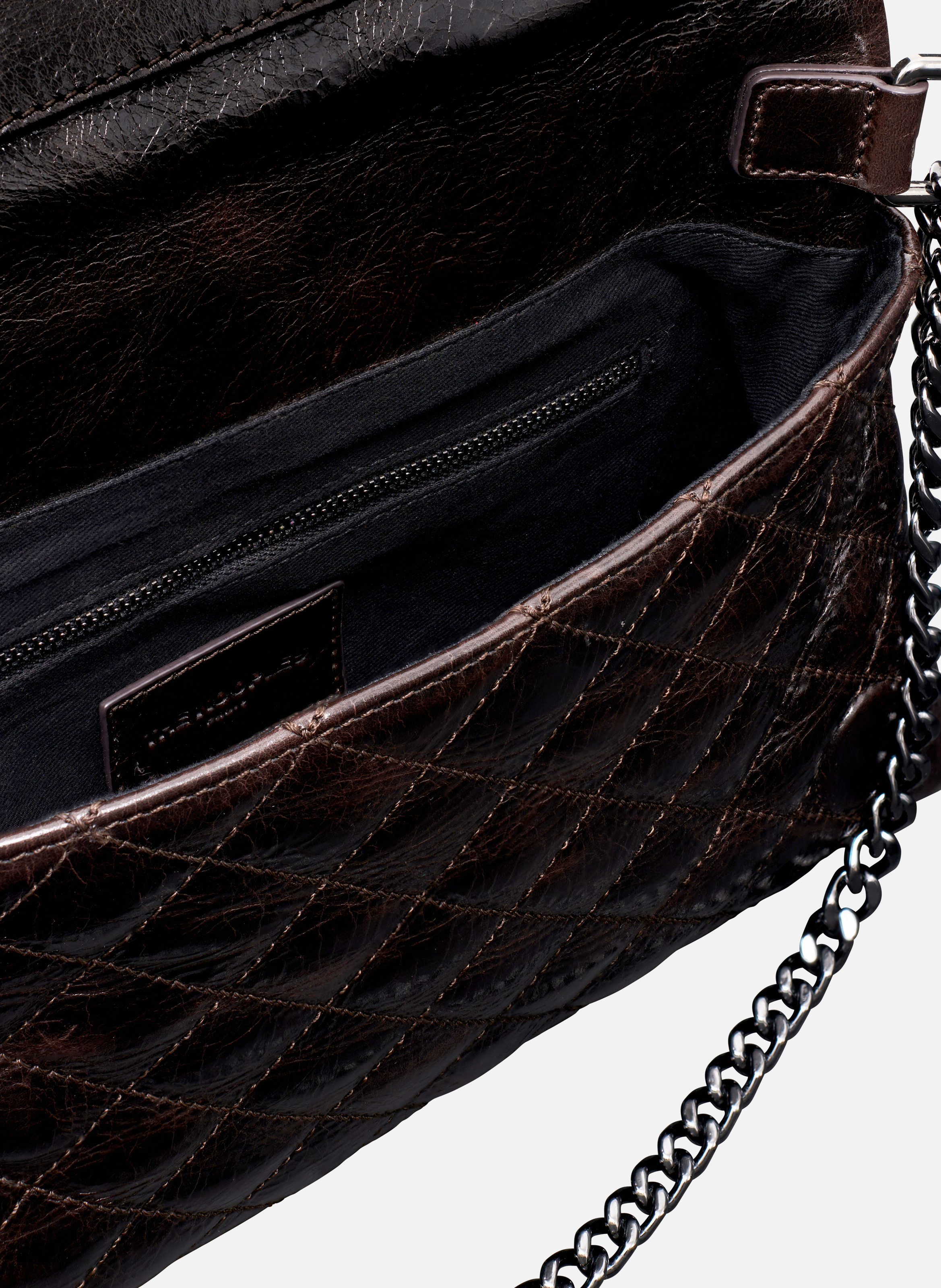 Heritage small cracked leather clutch THE KOOPLES Brown