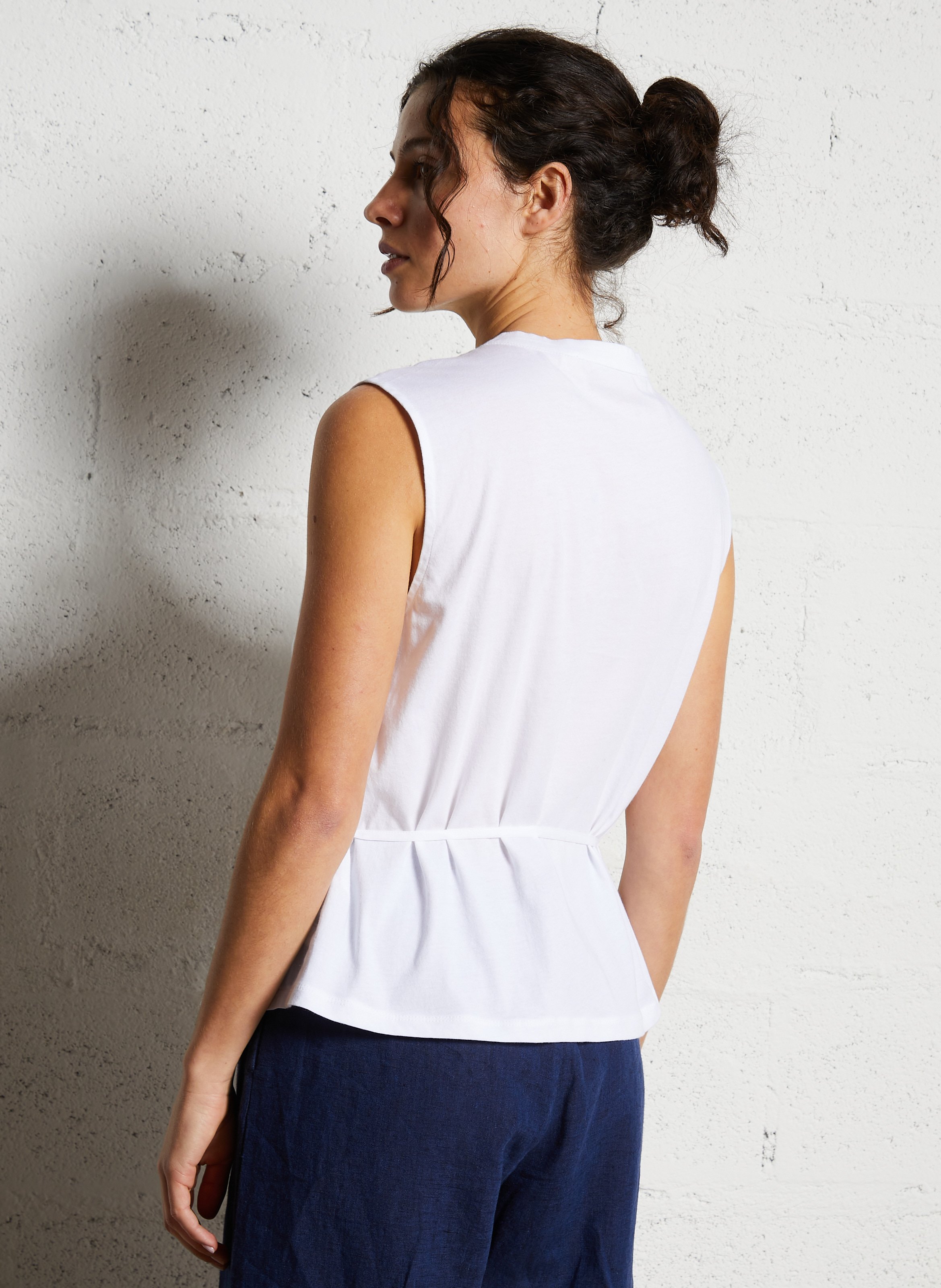 Top en coton col tunisien NICE THINGS Blanc