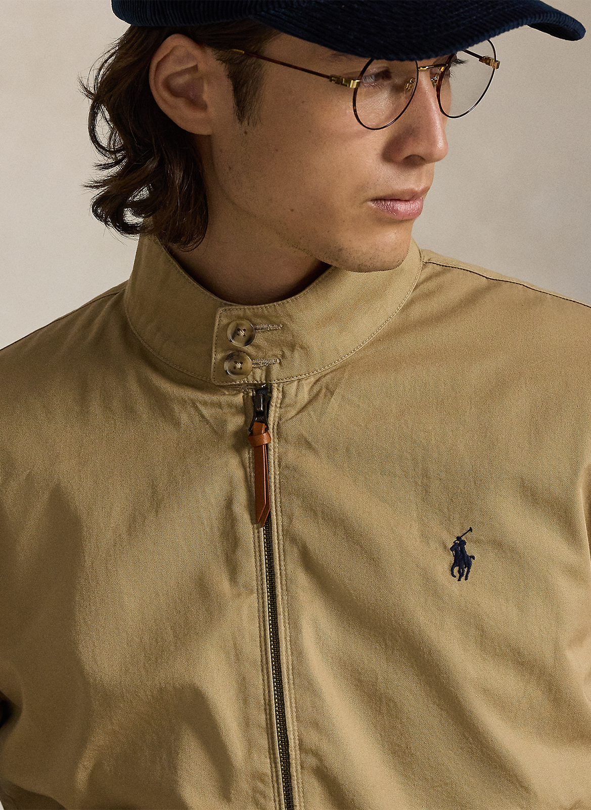 Veste droite col montant en coton POLO RALPH LAUREN Beige