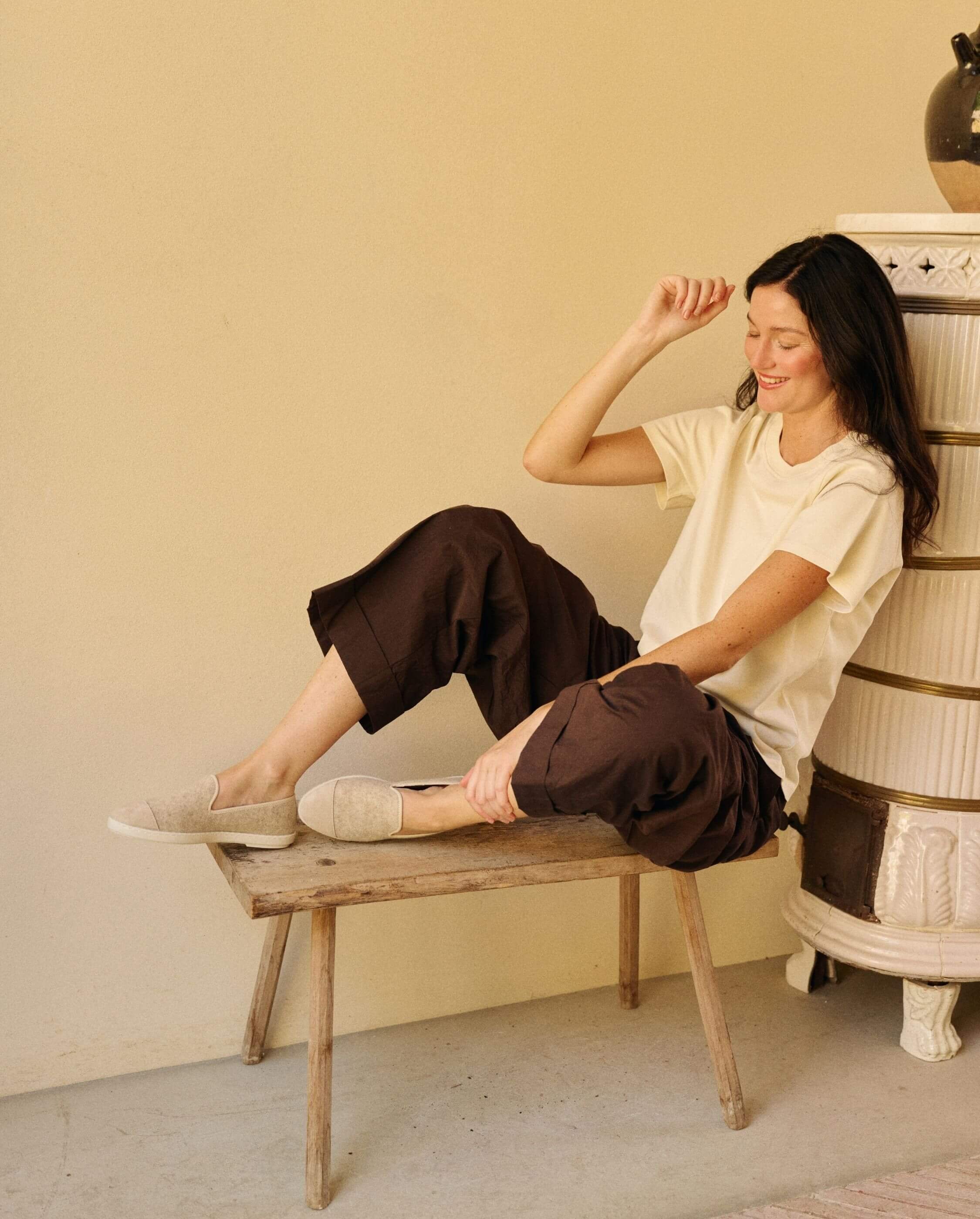 Women's wool slipper, beige nude ANGARDE Beige