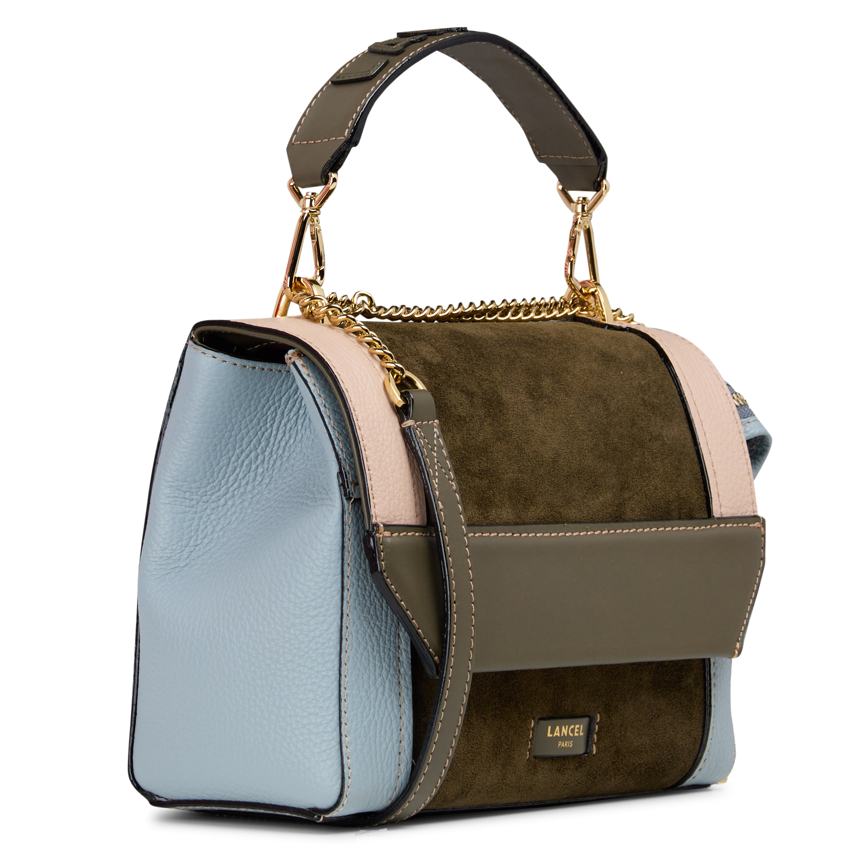 Leather handbag LANCEL Khaki