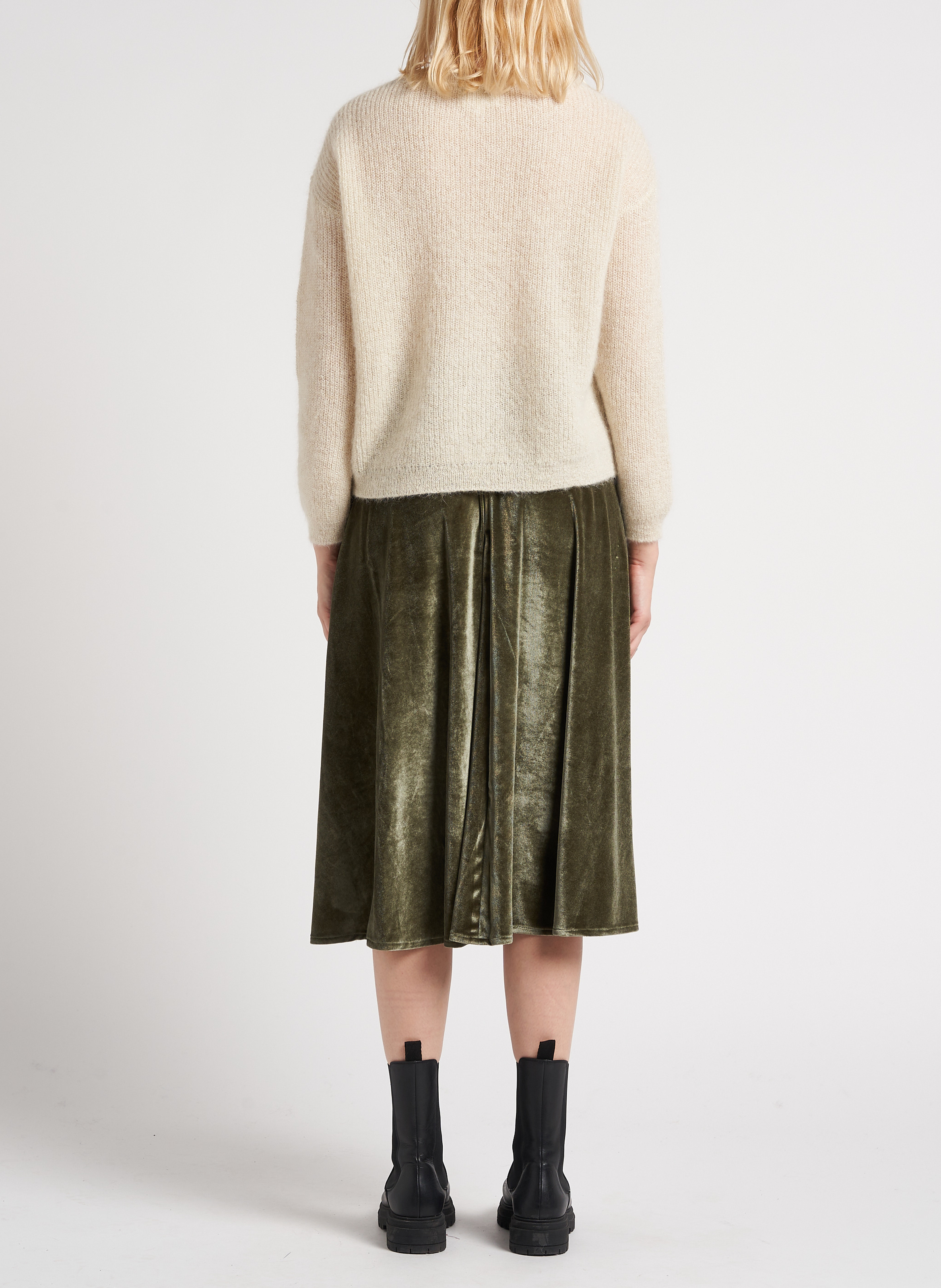 Weiter Metallic-Strickpullover mit Rundhalsausschnitt SUD EXPRESS Beige