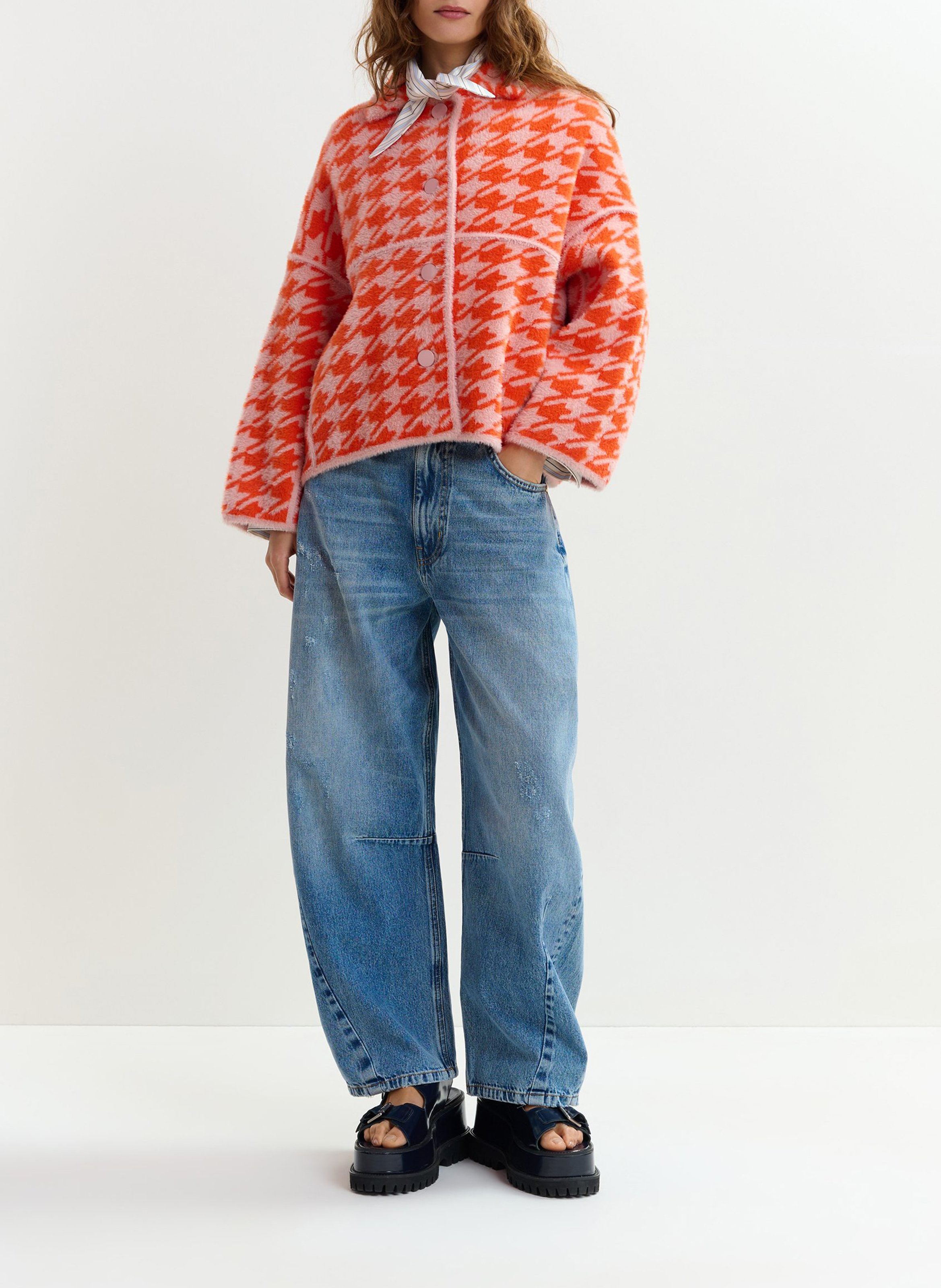 Straight jacket with classic collar print ESSENTIEL ANTWERP Orange