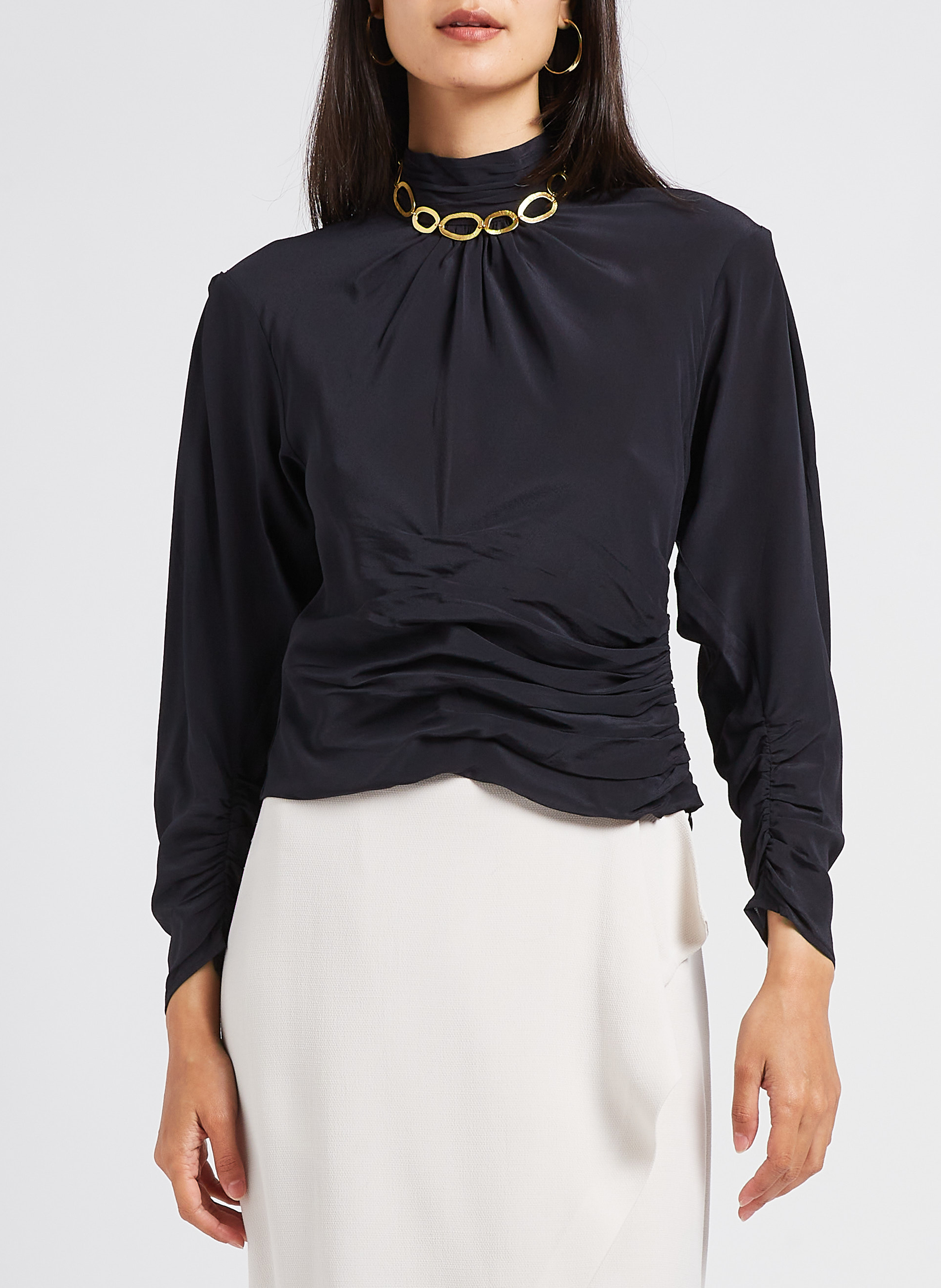 Top col montant en soie  IRO Noir