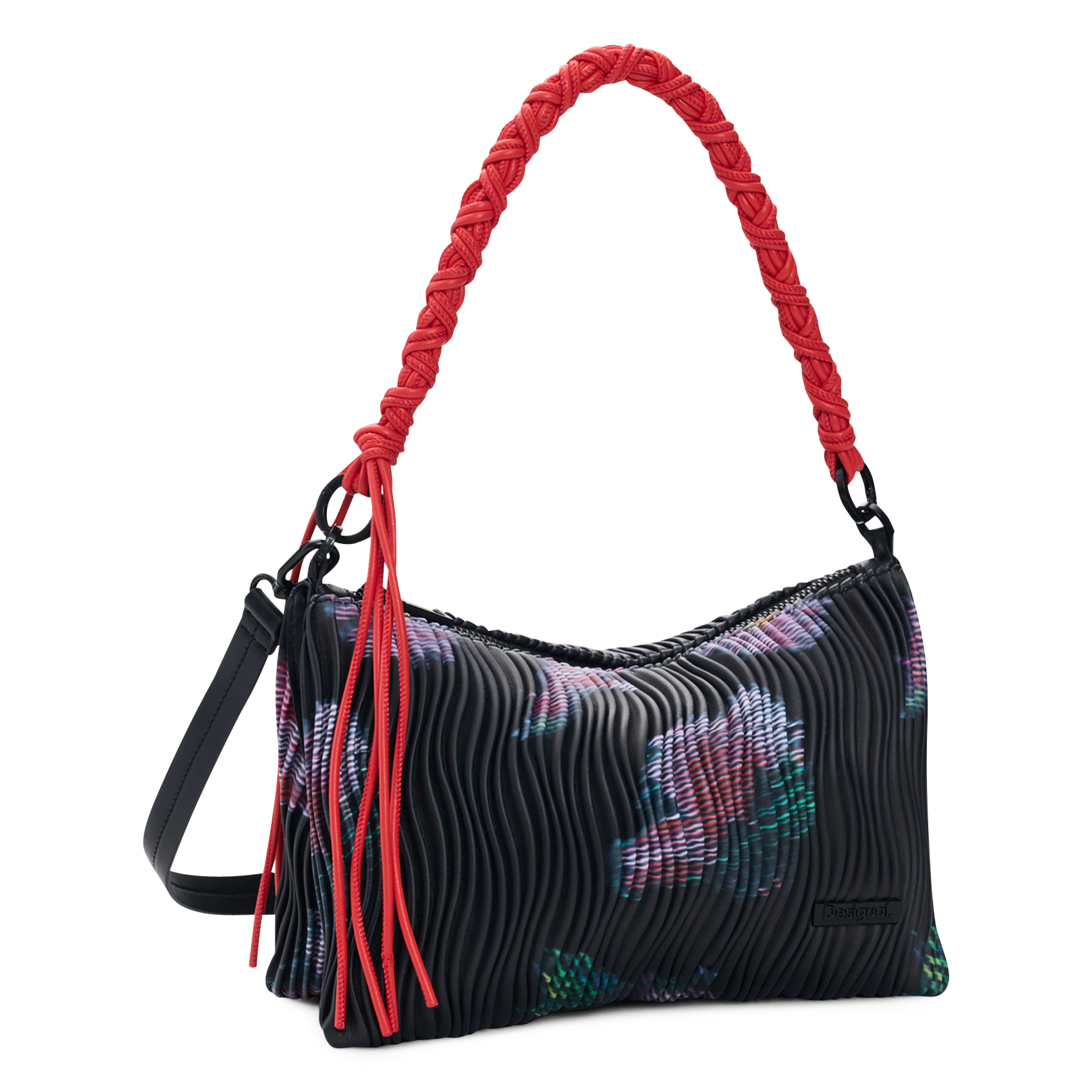 Textured shoulder bag with patterns DESIGUAL Black
