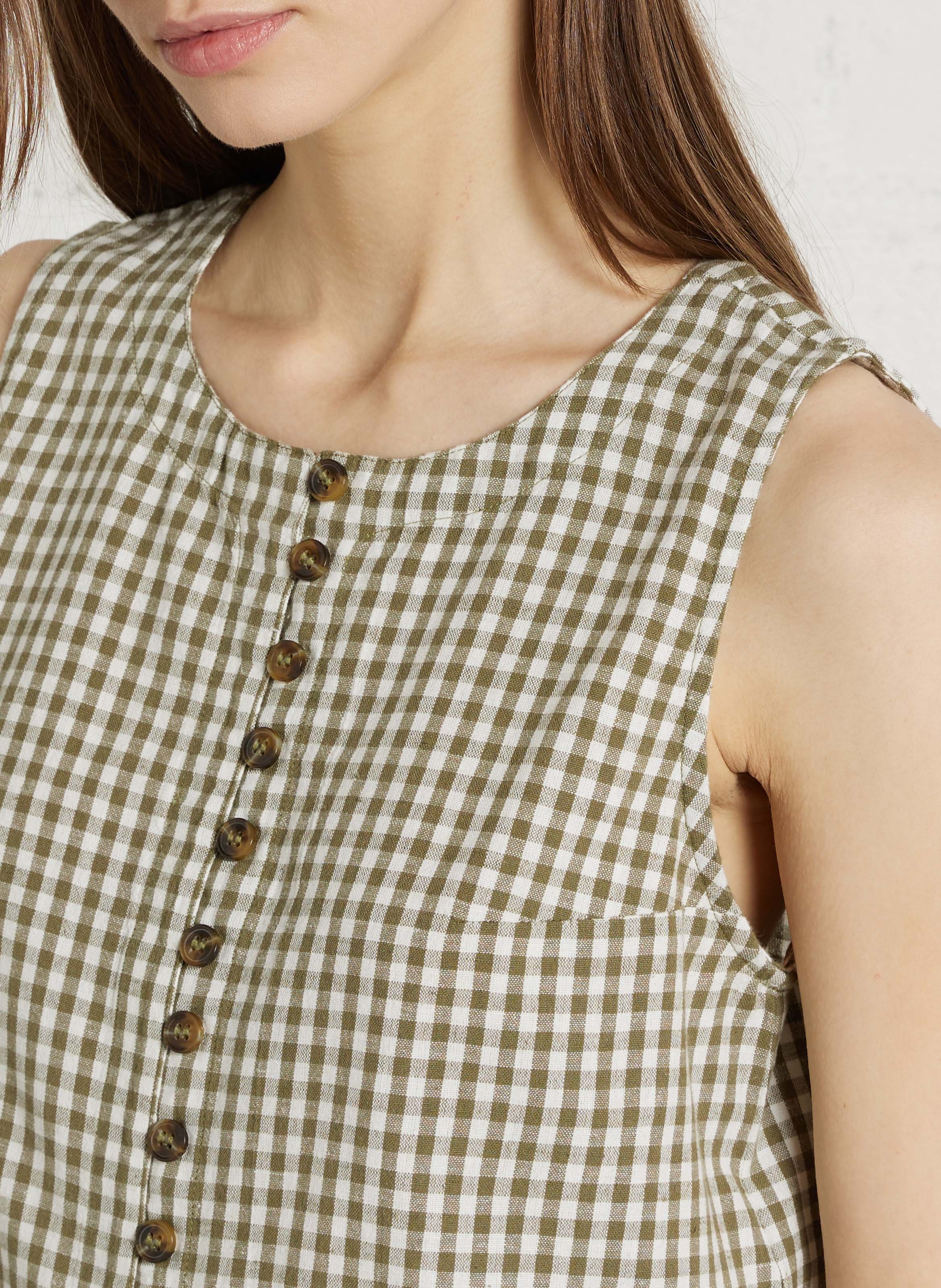 Top in Vichy check pattern DES PETITS HAUTS Green