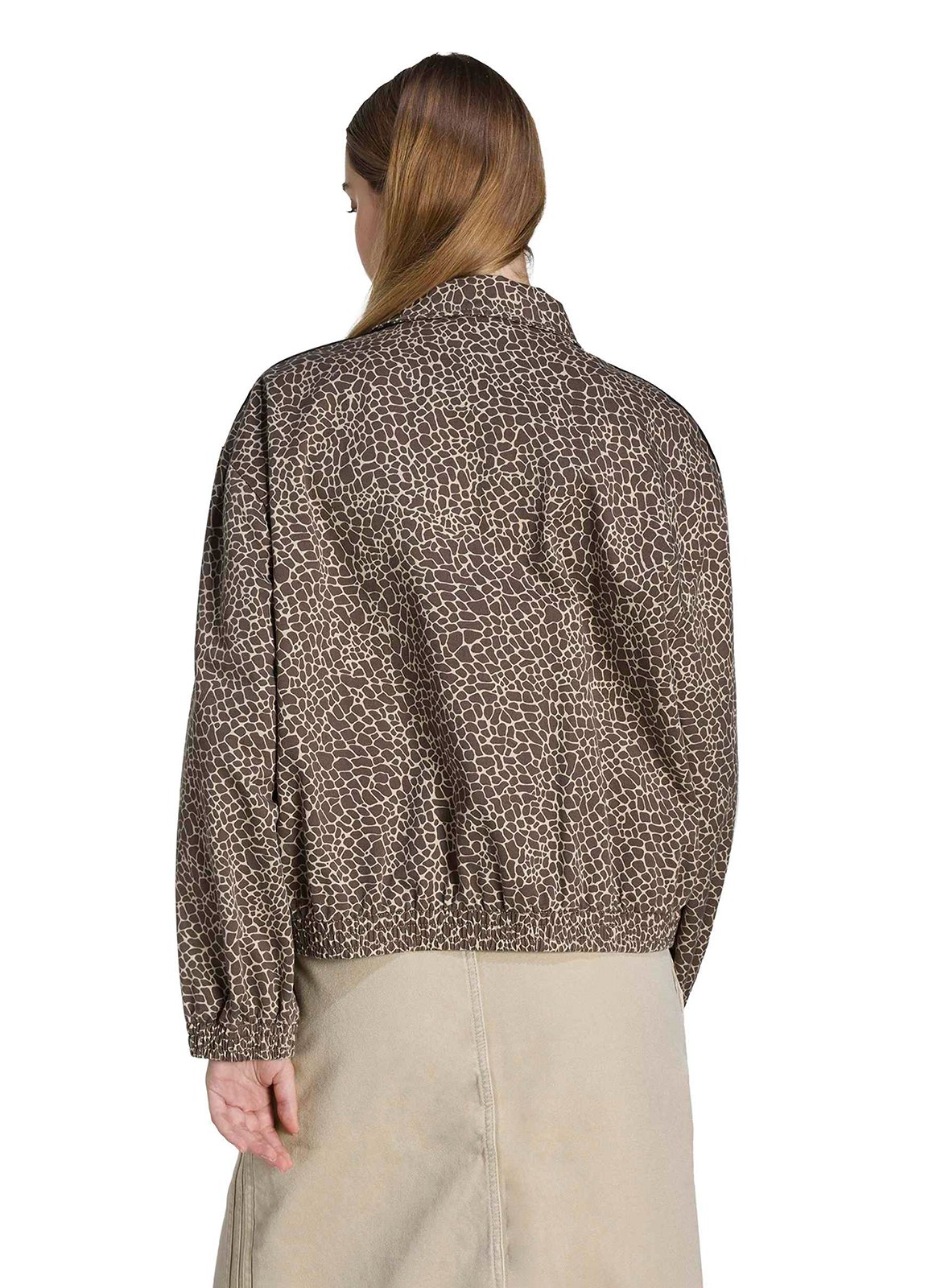 Ritssluiting jas met opstaande kraag luipaardprint. ADIDAS Bruin