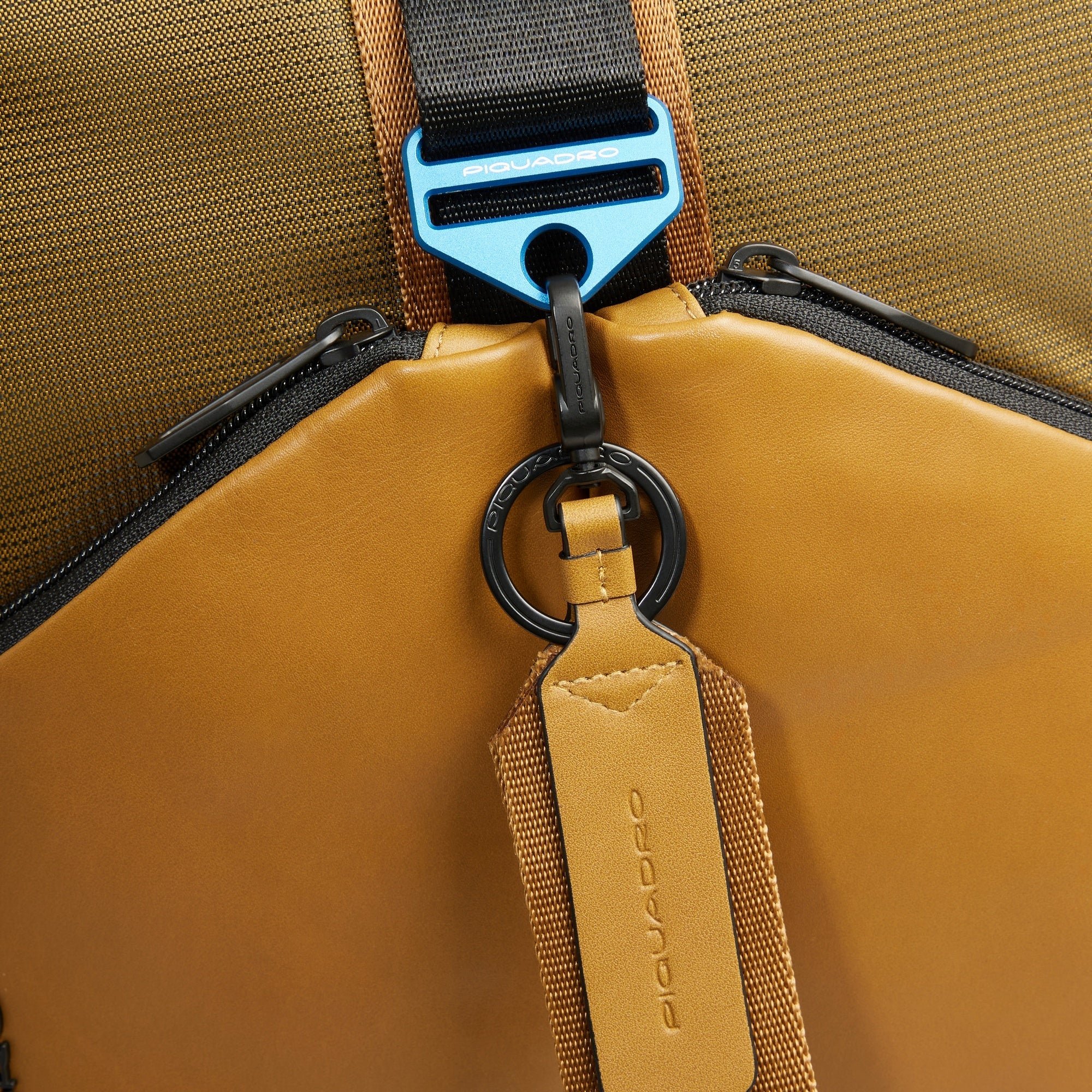 Travel backpack for computer and iPad® Pro in recycled fabric and leather, compatible with easyJet PIQUADRO Brown