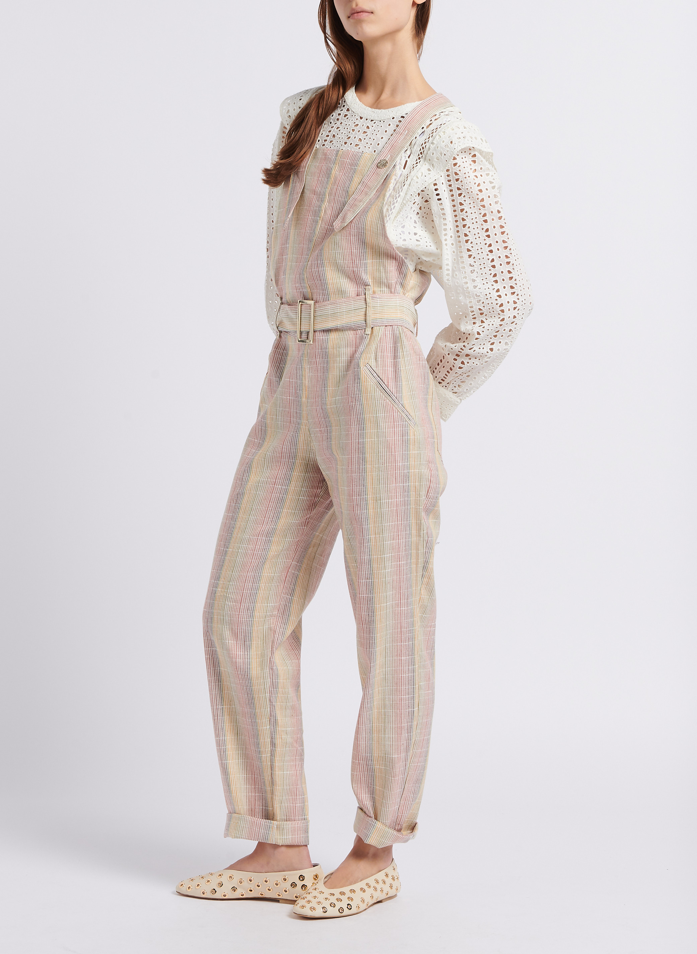 Salopette rayée en lin mélangé THE LABEL EDITION Multicolore