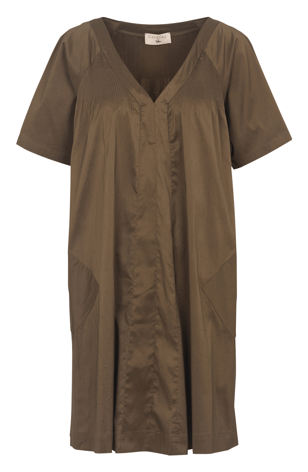 Korte jurk met V-hals COTELAC Brown
