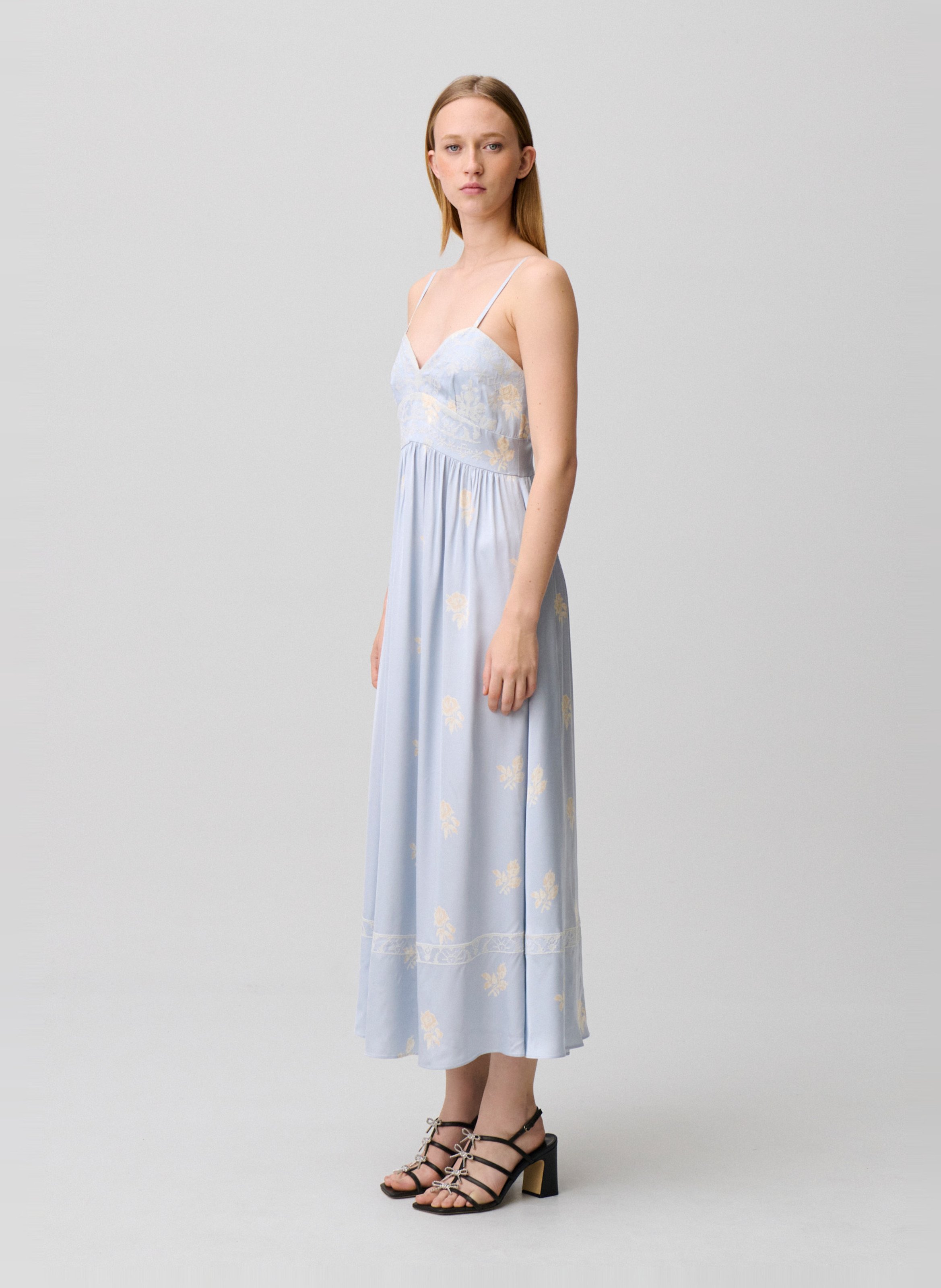 Langes, besticktes Kleid mit V-Ausschnitt CLAUDIE PIERLOT Mehrfarbig