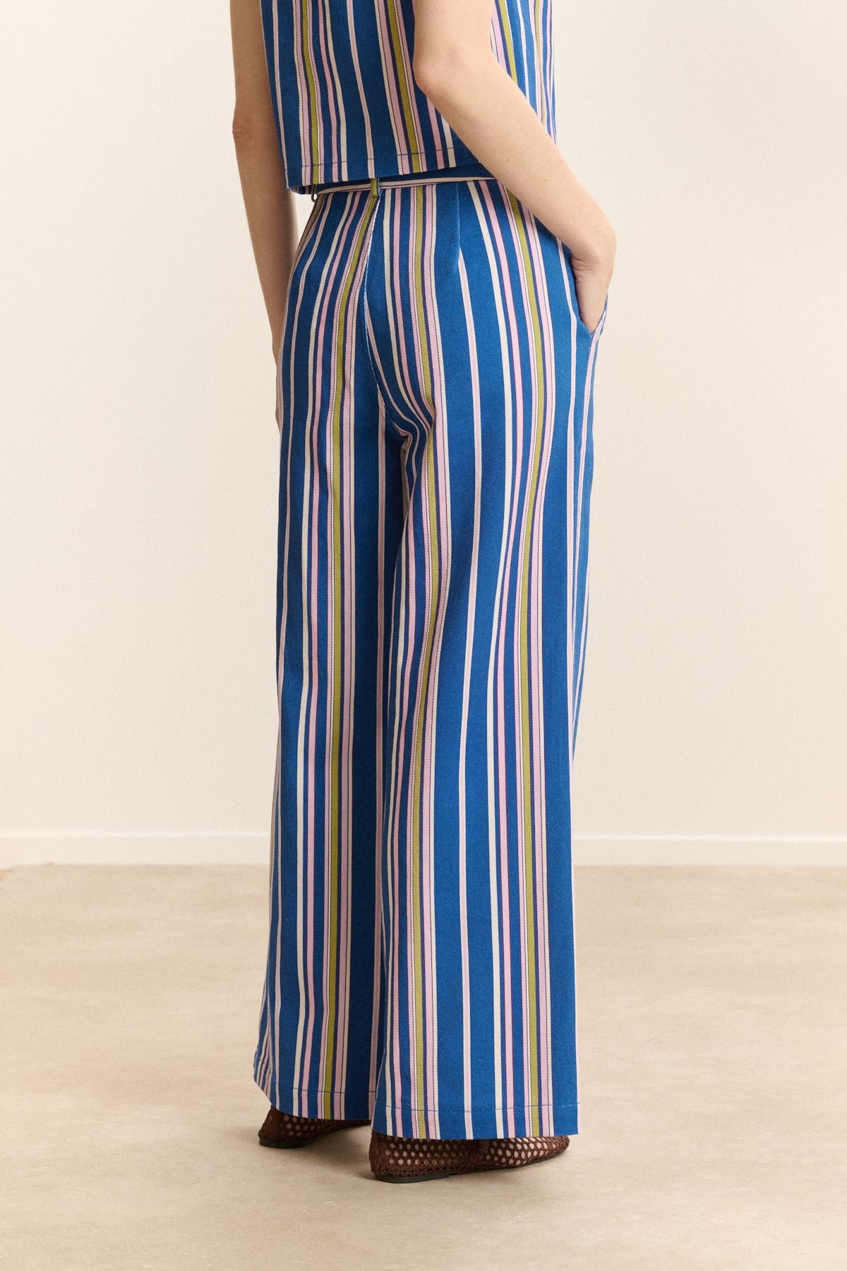 Striped denim pants GARANCE PARIS Blue