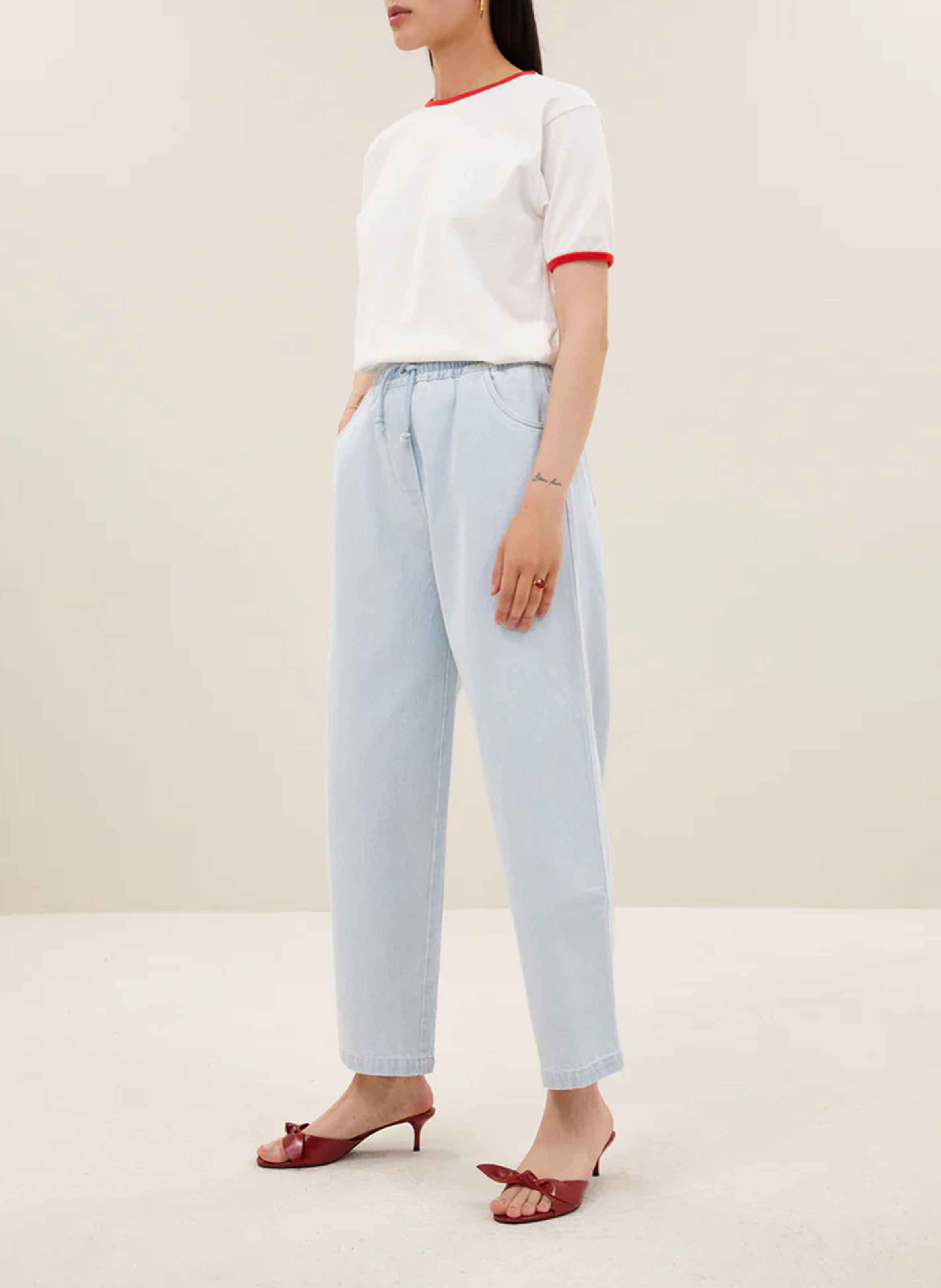 Katoenen straight fit pantalon BY BAR Blauw