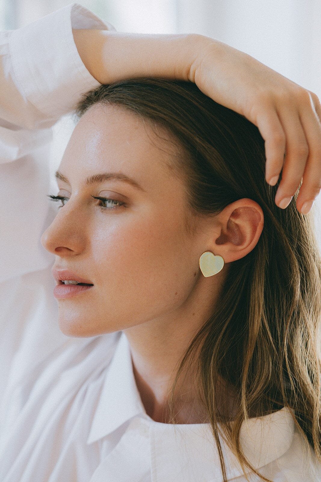 Heart-shaped silver-plated stud earrings Silver