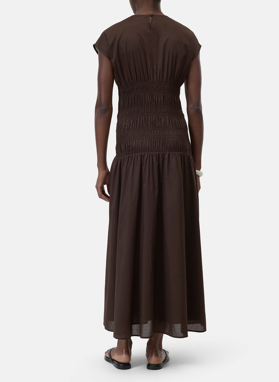 Robe longue col rond en coton CLOSED Marron