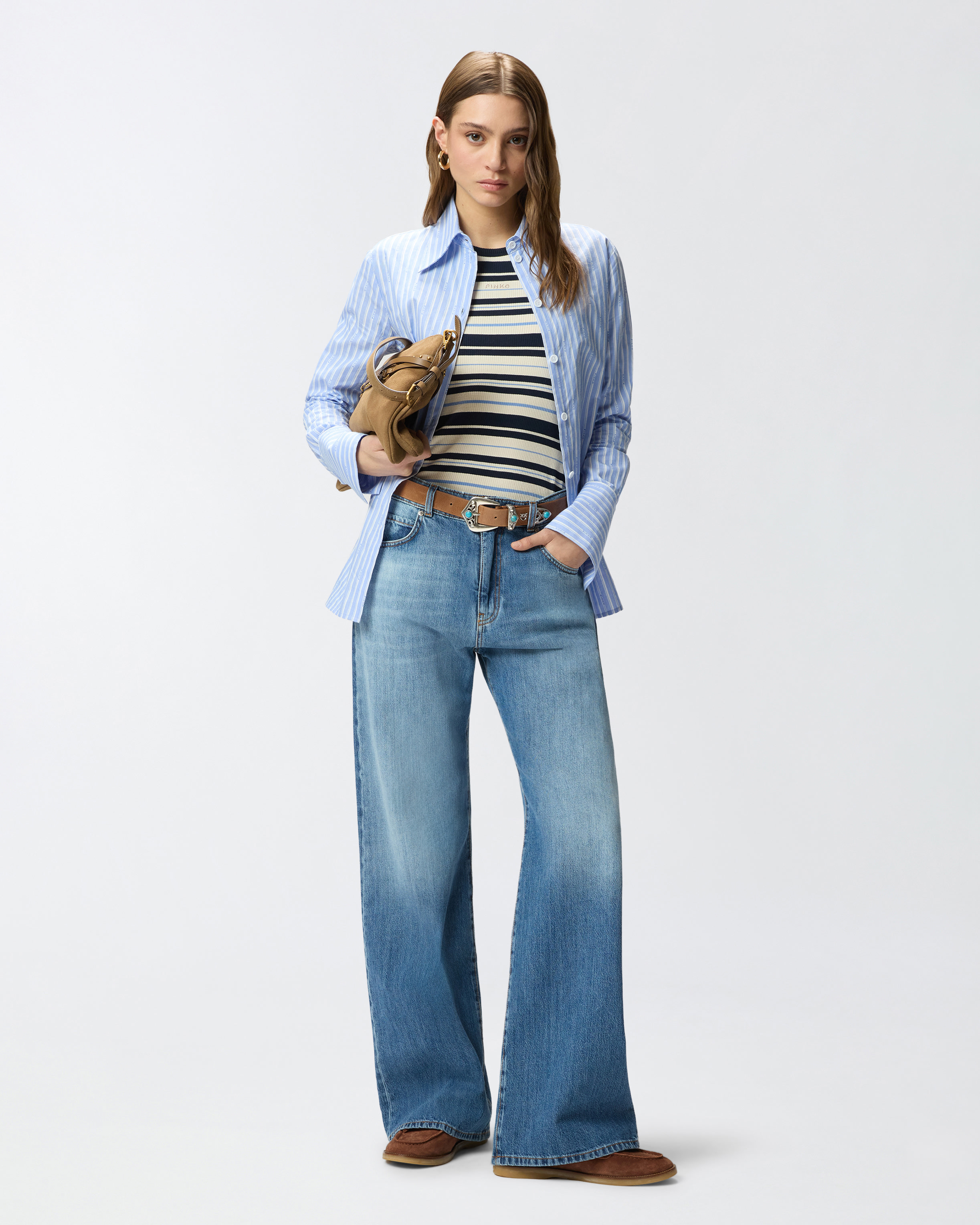 Débardeur rayé à logo pinko PINKO Bleu