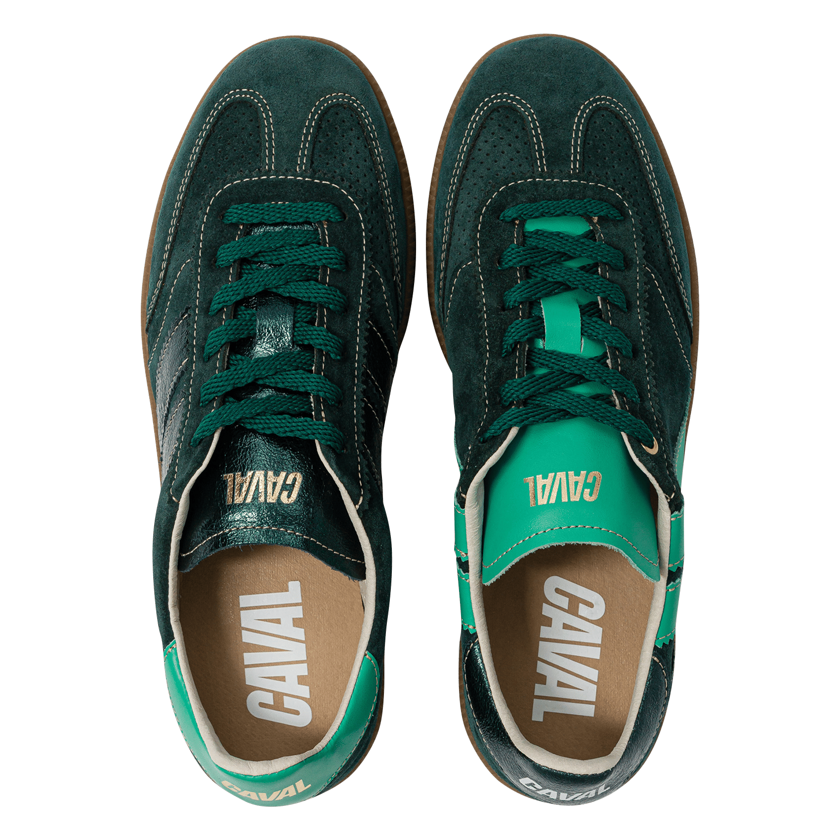 Baskets basses en cuir velours CAVAL Vert