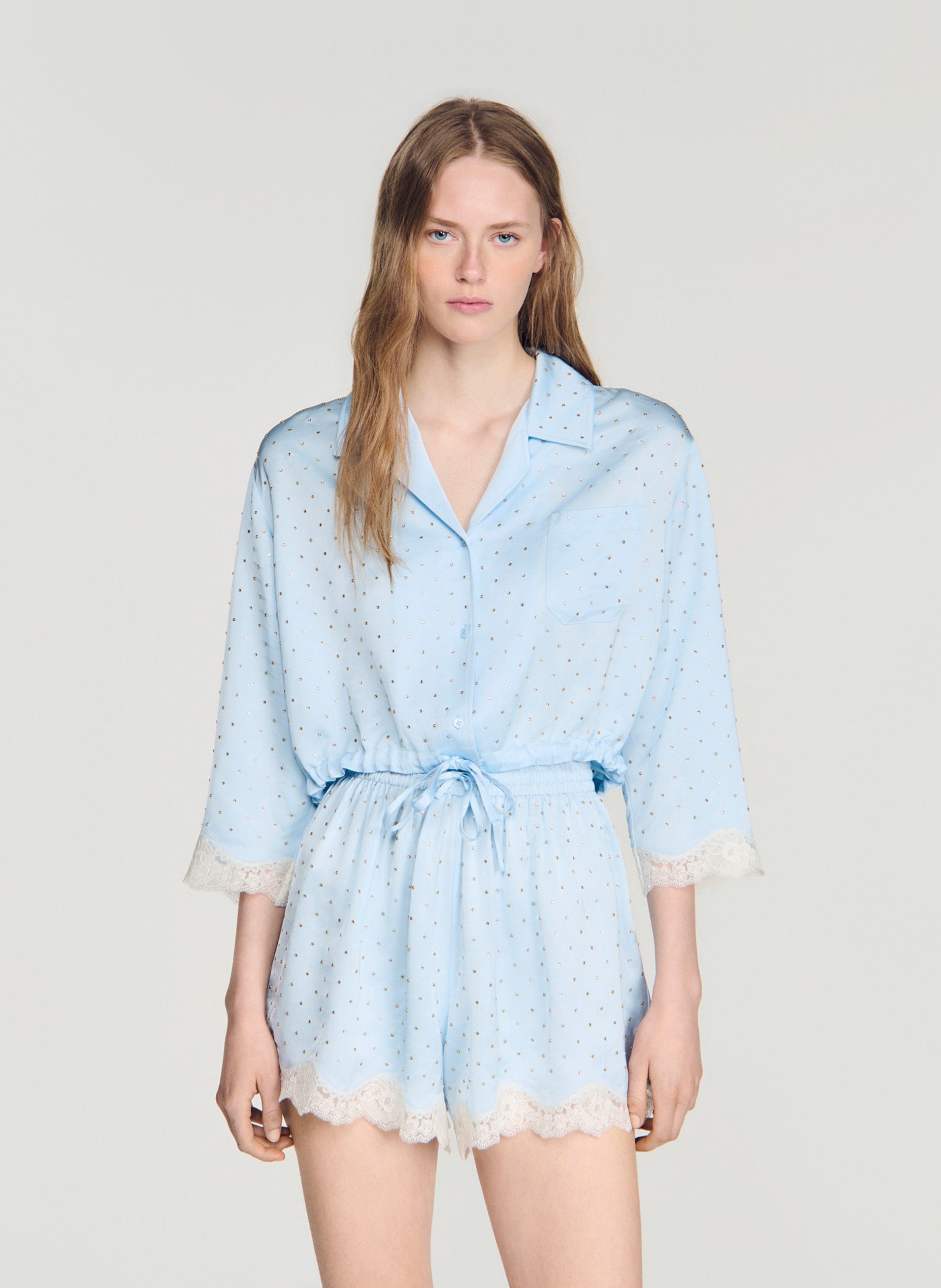 Korte top met stras SANDRO Blauw