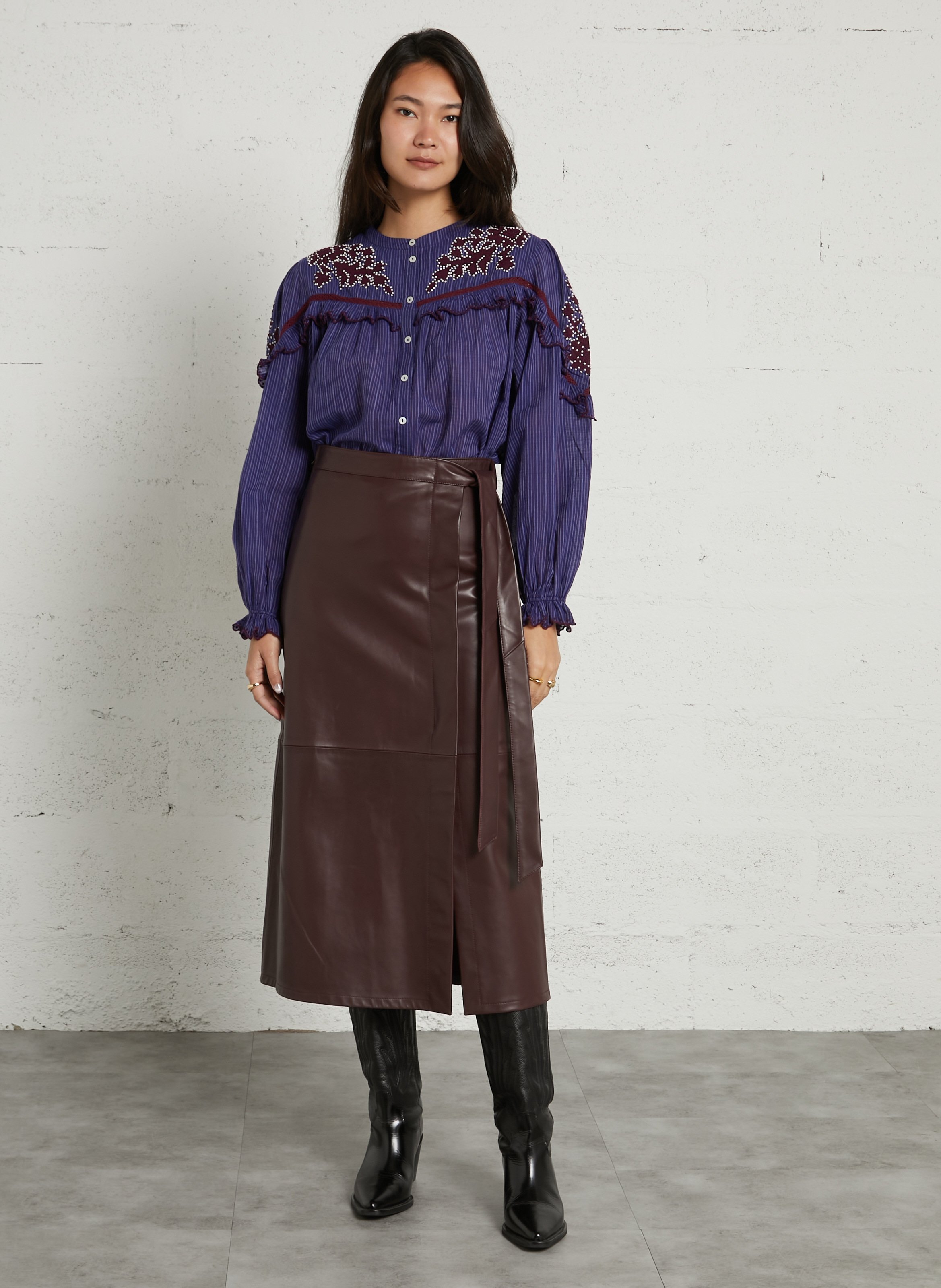 Gerade geschnittene Baumwollbluse mit Streifen LOUISE MISHA Blau
