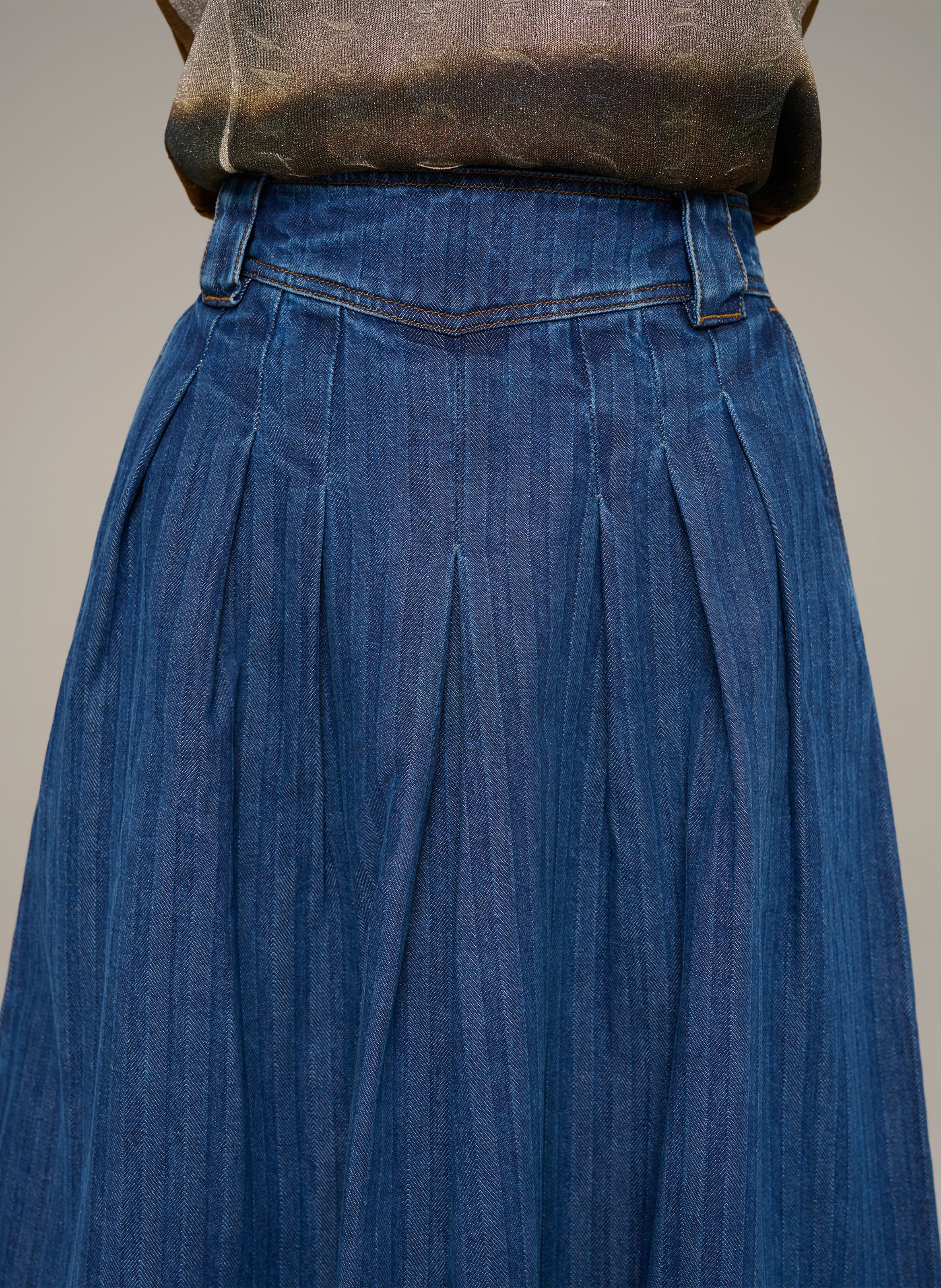 Ausgestellter Midi-Jeansrock COTELAC Blau