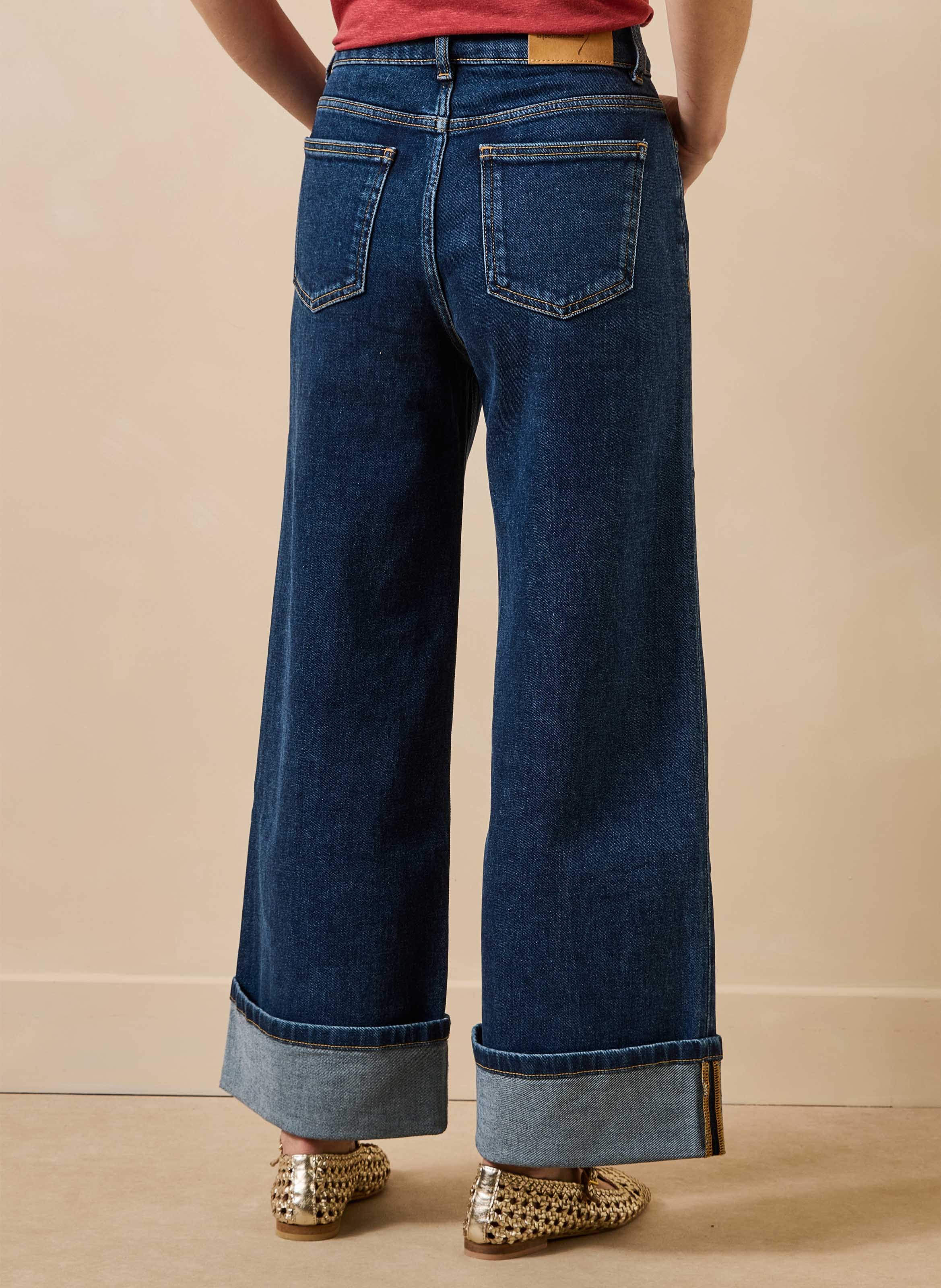 Wijde broek van biologisch katoenmix LA FEE MARABOUTEE Blauw