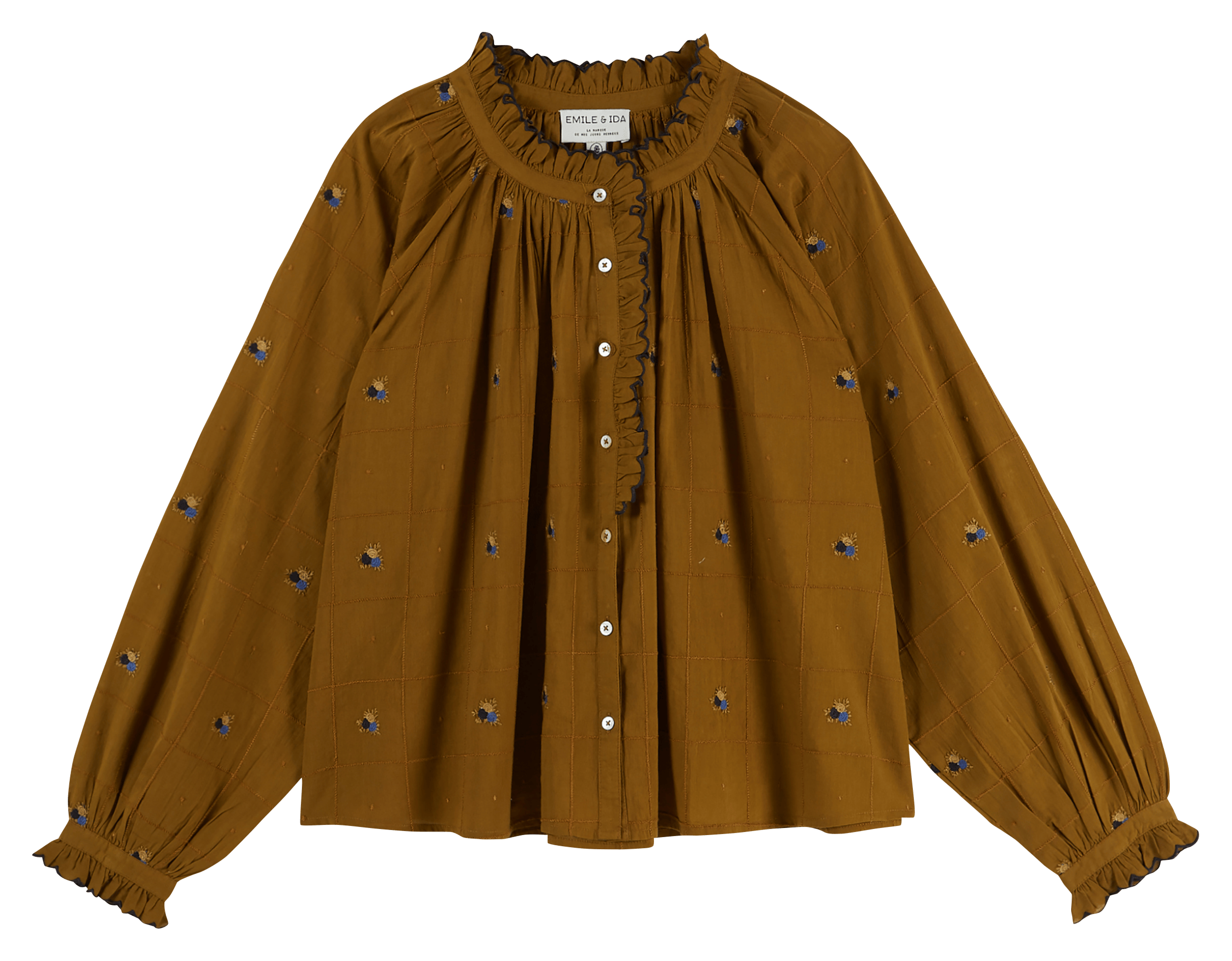 Blouse col rond en coton EMILE ET IDA Vert