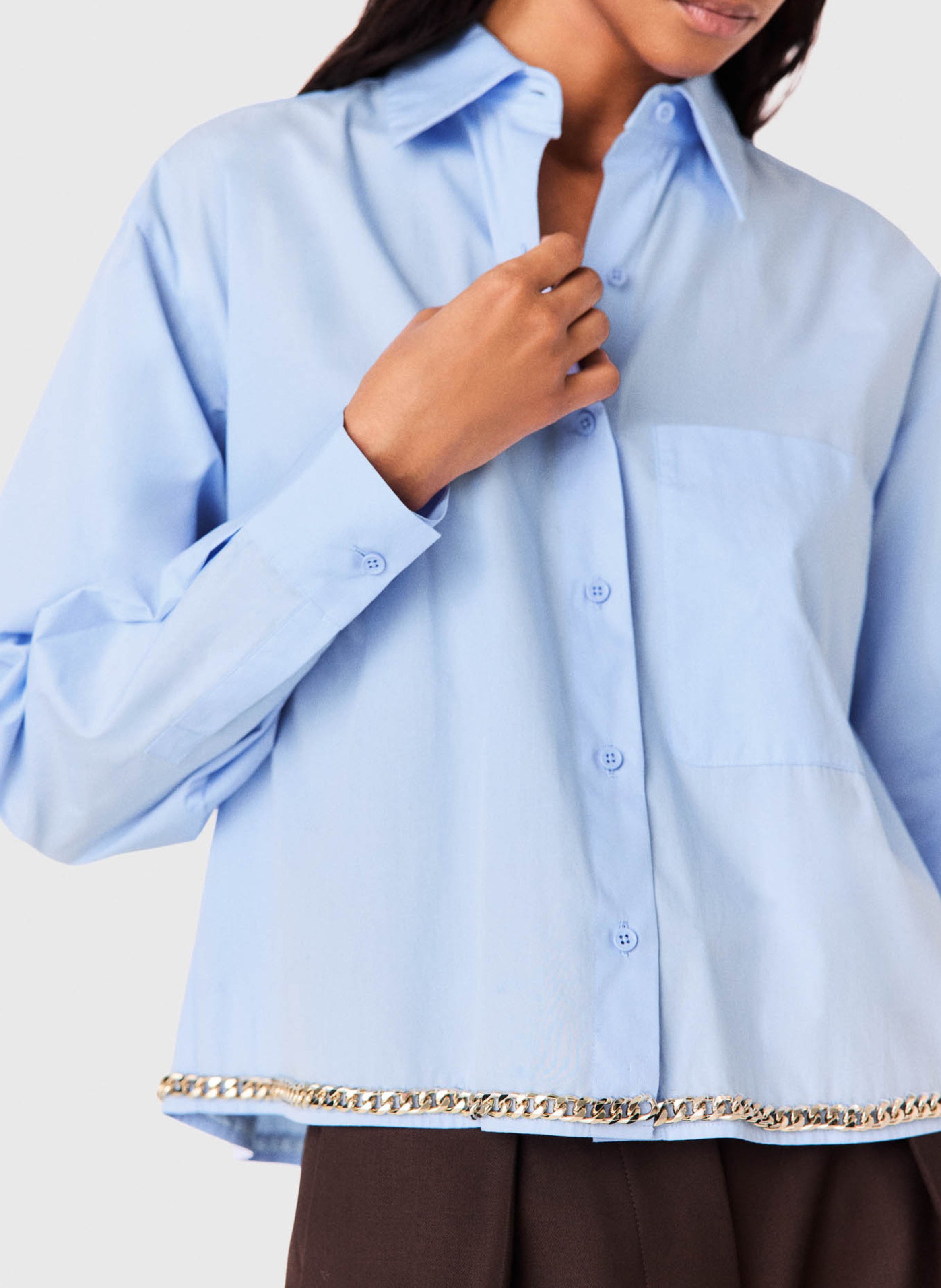Chemise droite en coton MAJE Bleu
